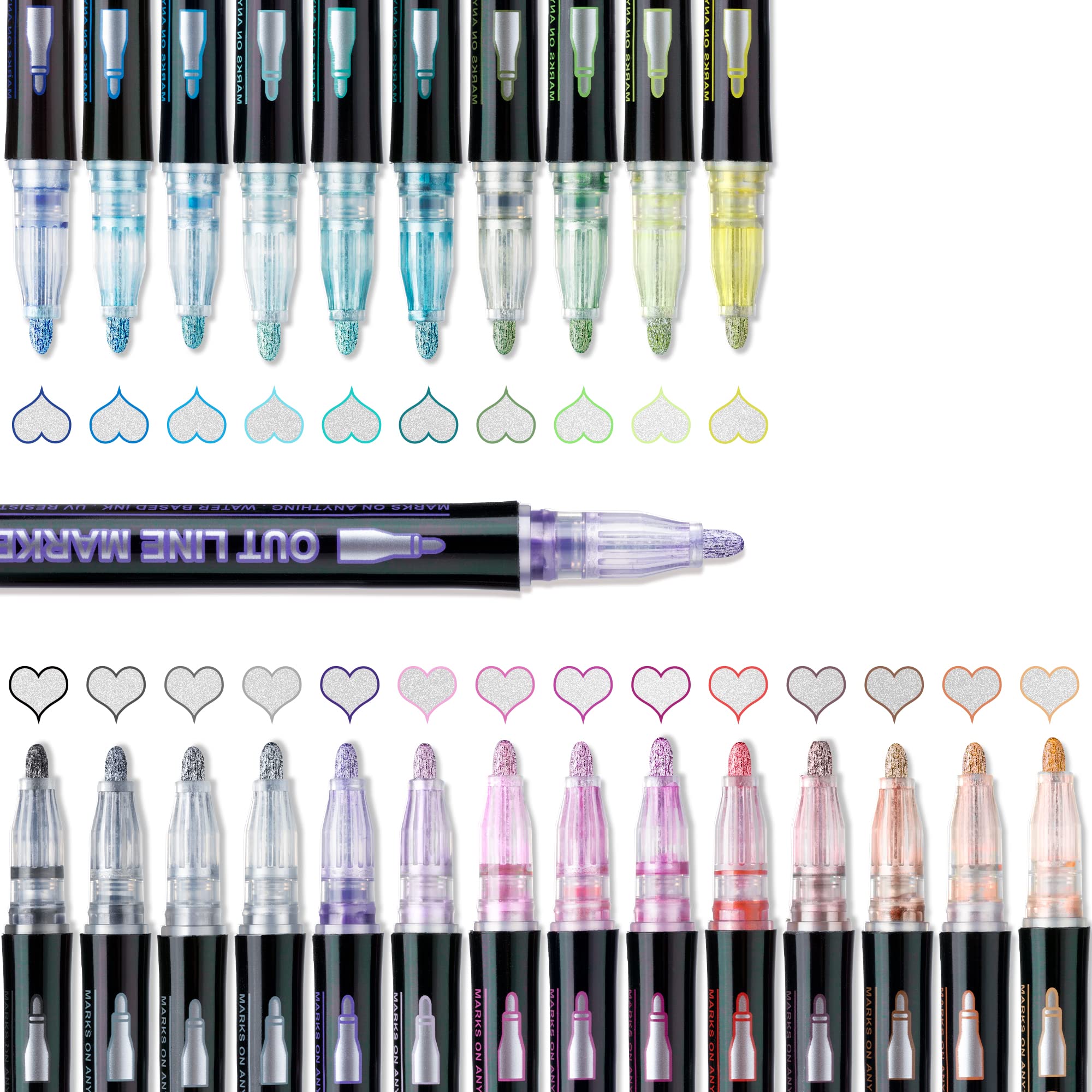 Buy AKARUED Super Squiggles Outline Markers Set: 24 Colors Super ...