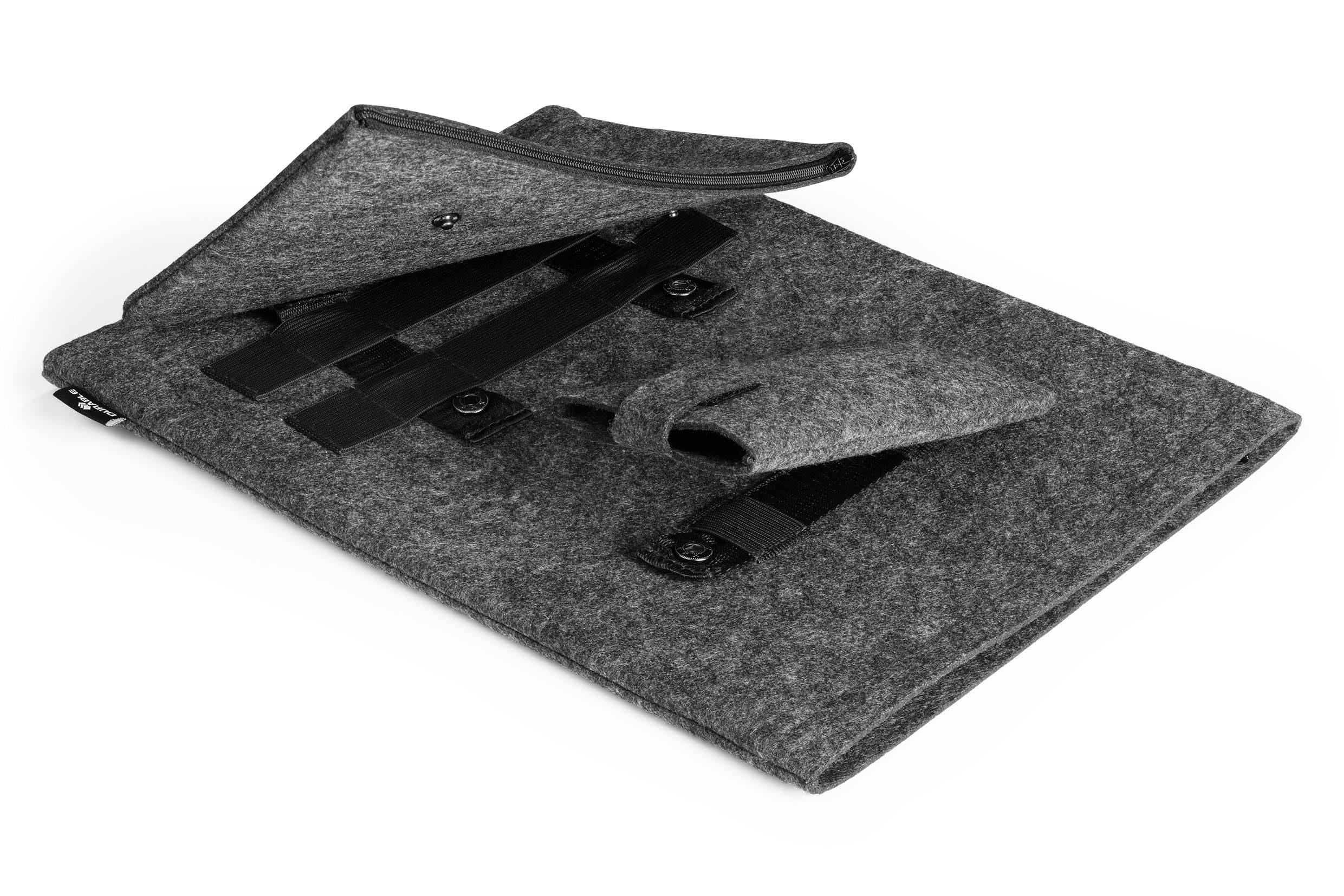 Durable 507158 Pokrowiec Filcowy MultiBag 16,4" na Laptopa, Wykonany w 60% z Filcu PET Pochodzącego z Recyklingu, z Kieszenią na Akcesoria i Telefon Komórkowy, Antracyt