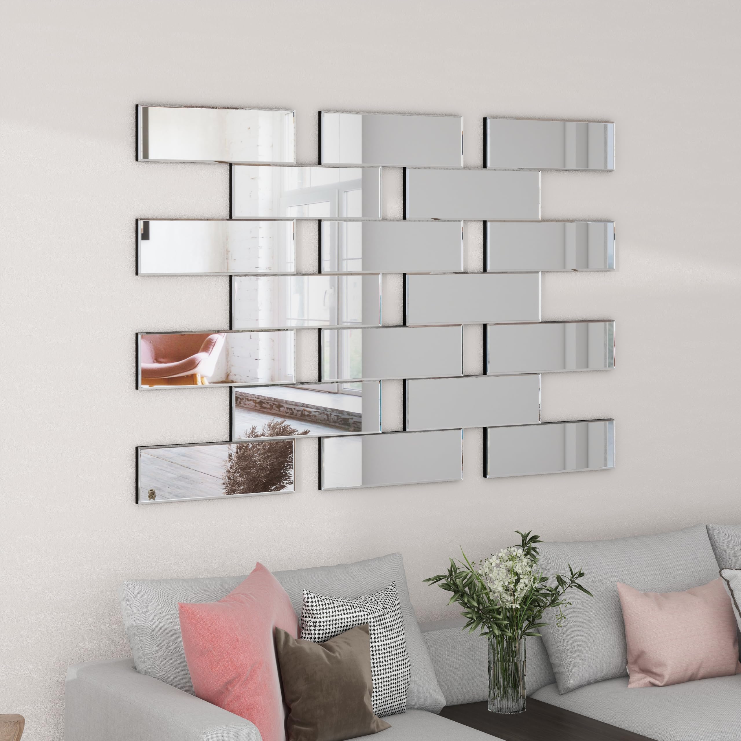 Amazon.co.jp: SHYFOY 特大装飾ウォールミラー 47インチx39インチ、壁