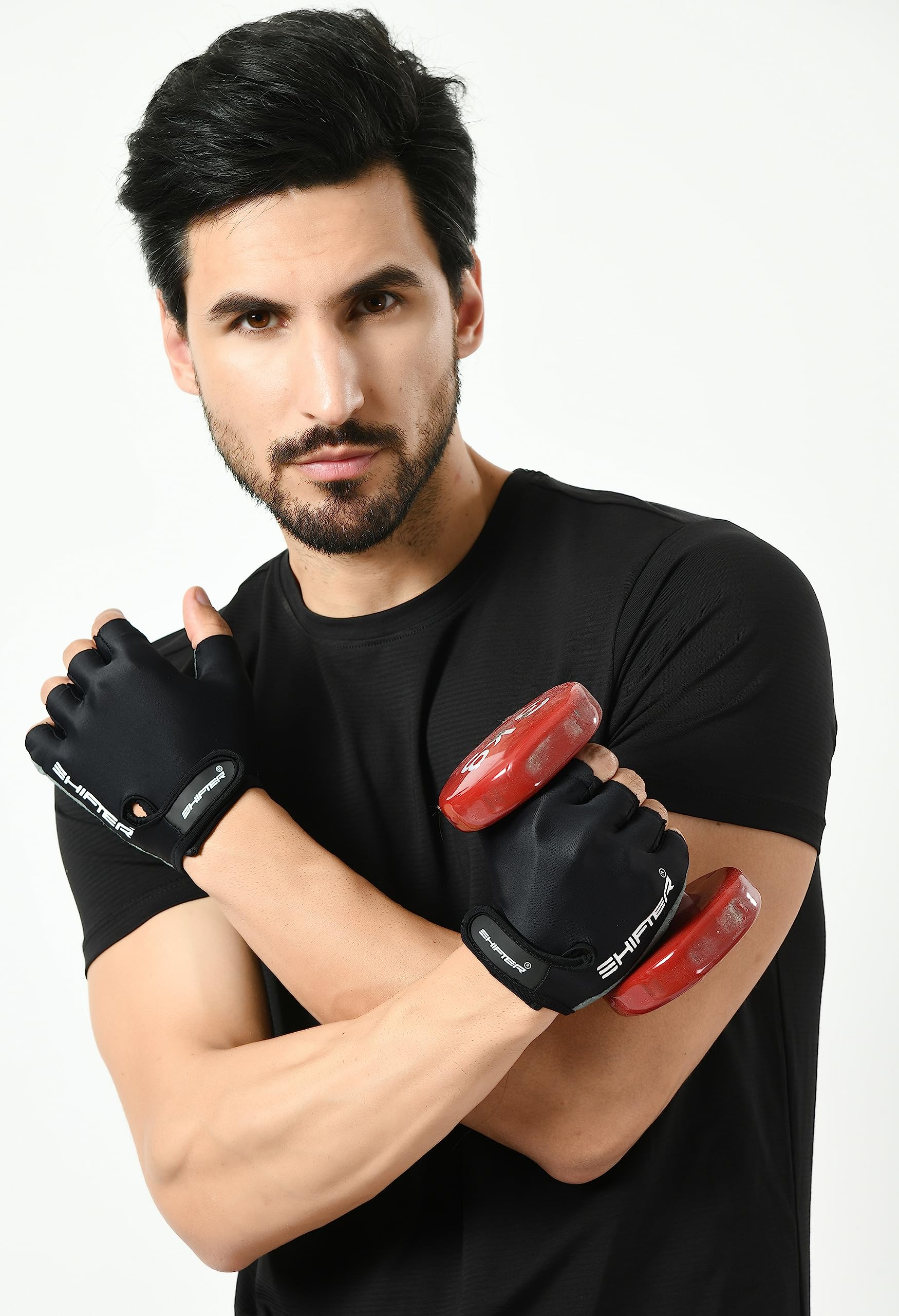 SHIFTER Exercise Gym Gloves for Men Workout with Wrist,Cross Training, Weightlifting, Calisthenics, Hand Grip | Ideal for Cycling, Bike Riding and Other Sports Activities -Gripper (Black)-picture-16