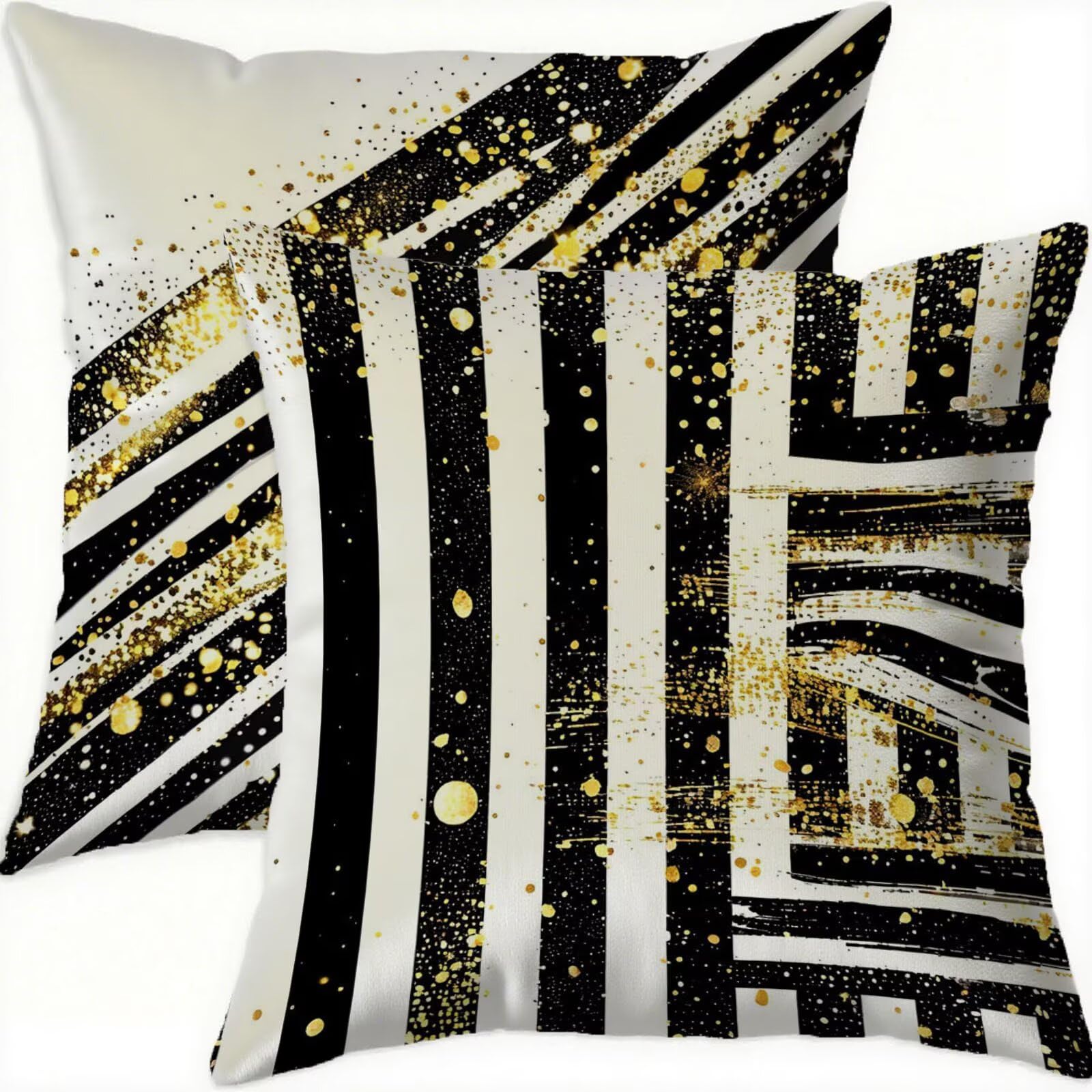 Housse coussin 65x65cm anti tache velours noir imperméable fermeture éclair invisible