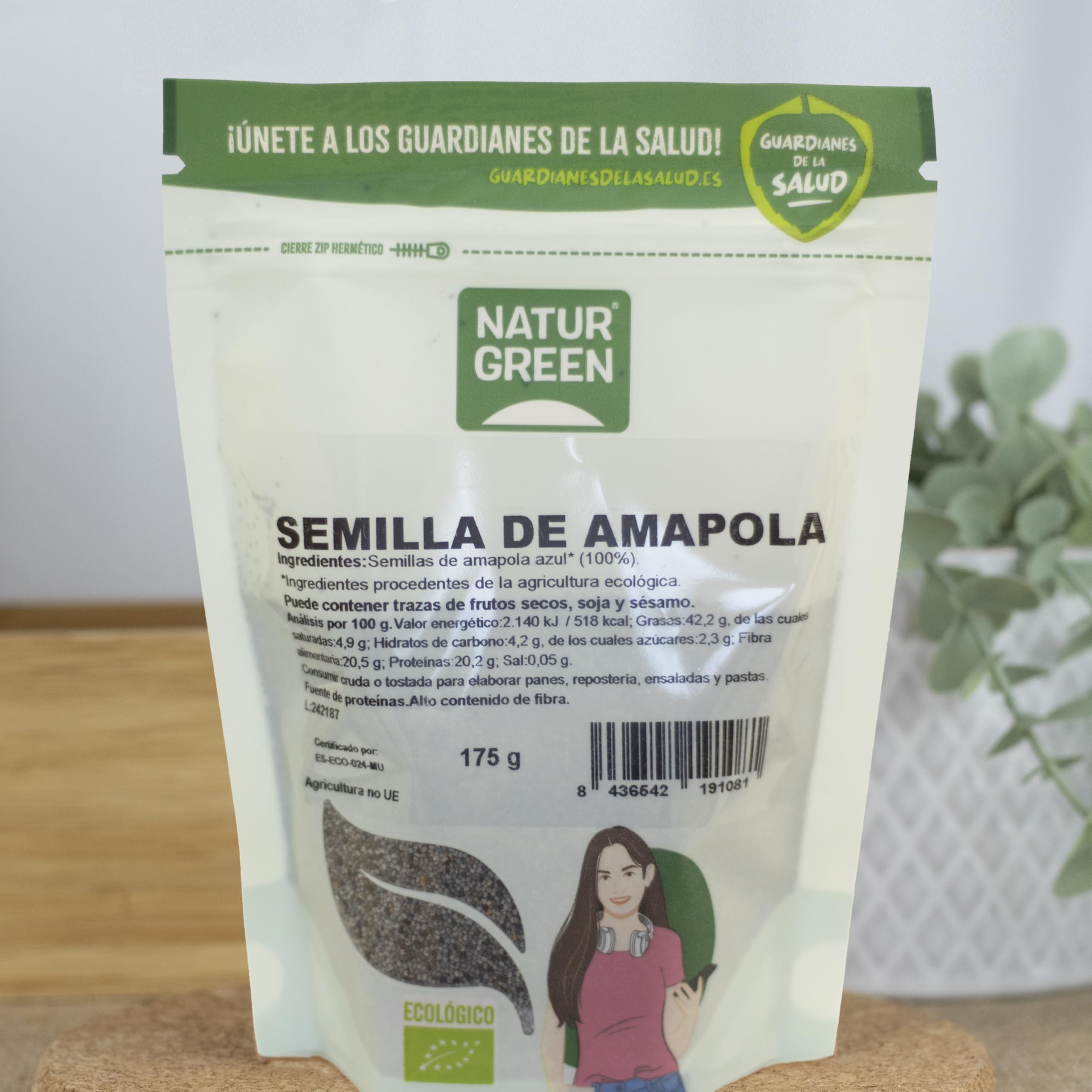 NaturGreen - Semillas de Amapola, Amapola Azul, Semilla Natural, Omega-3 y Omega-6, Vitaminas B, E y C, 100% Ecológico - 175g