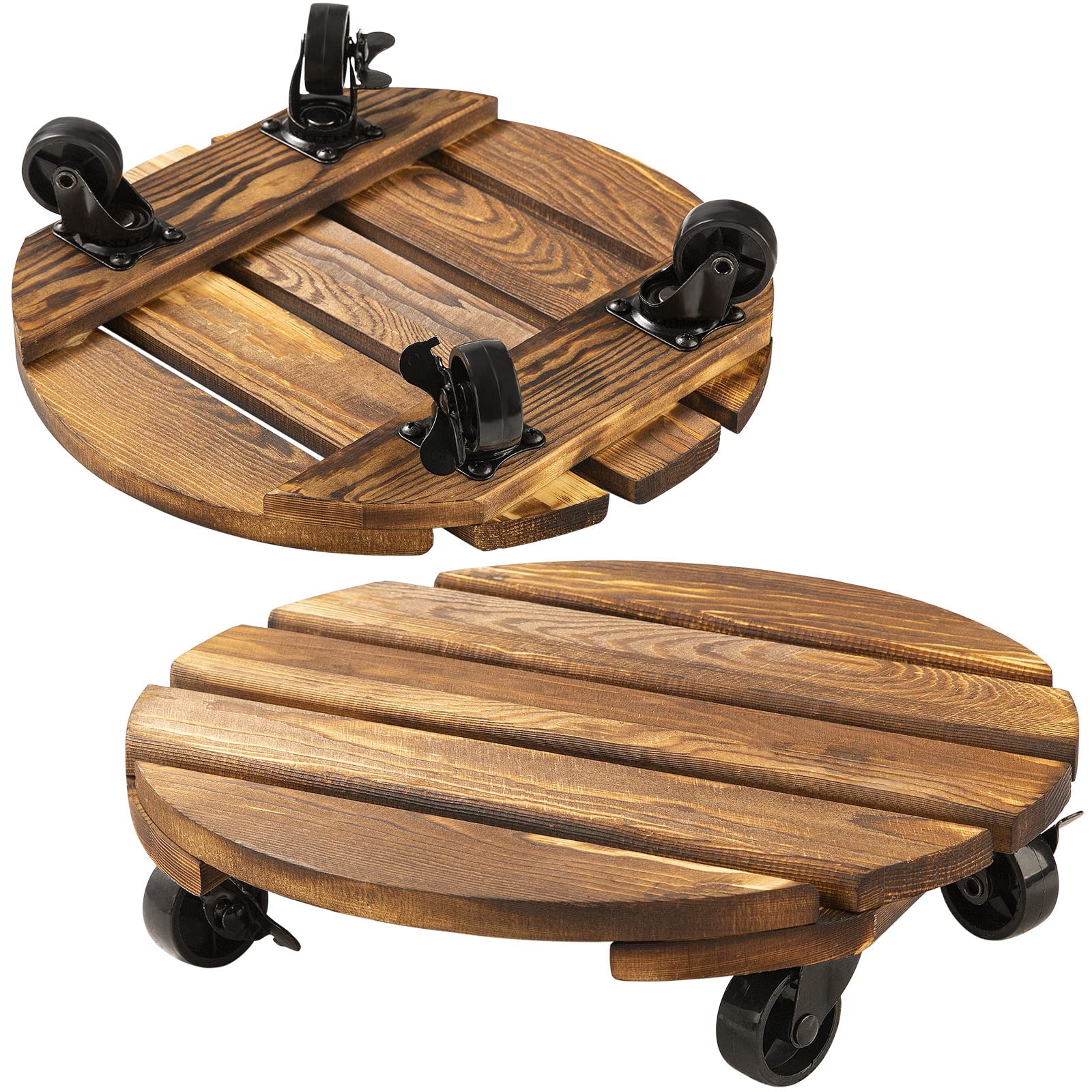 Buy Yangbaga 12” Caddy Wood Heavy Duty Round Roller with 2 360