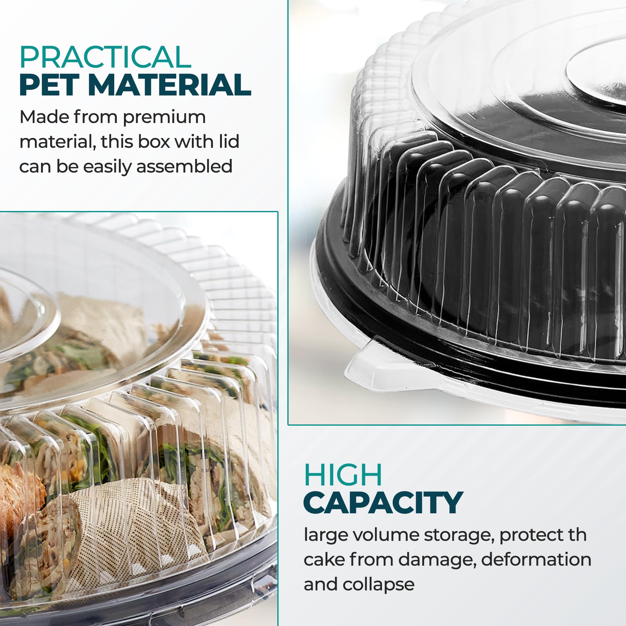 Fumete 6 Pcs Round Plastic Serving Platters Clear Plastic Serving Tray - View #5