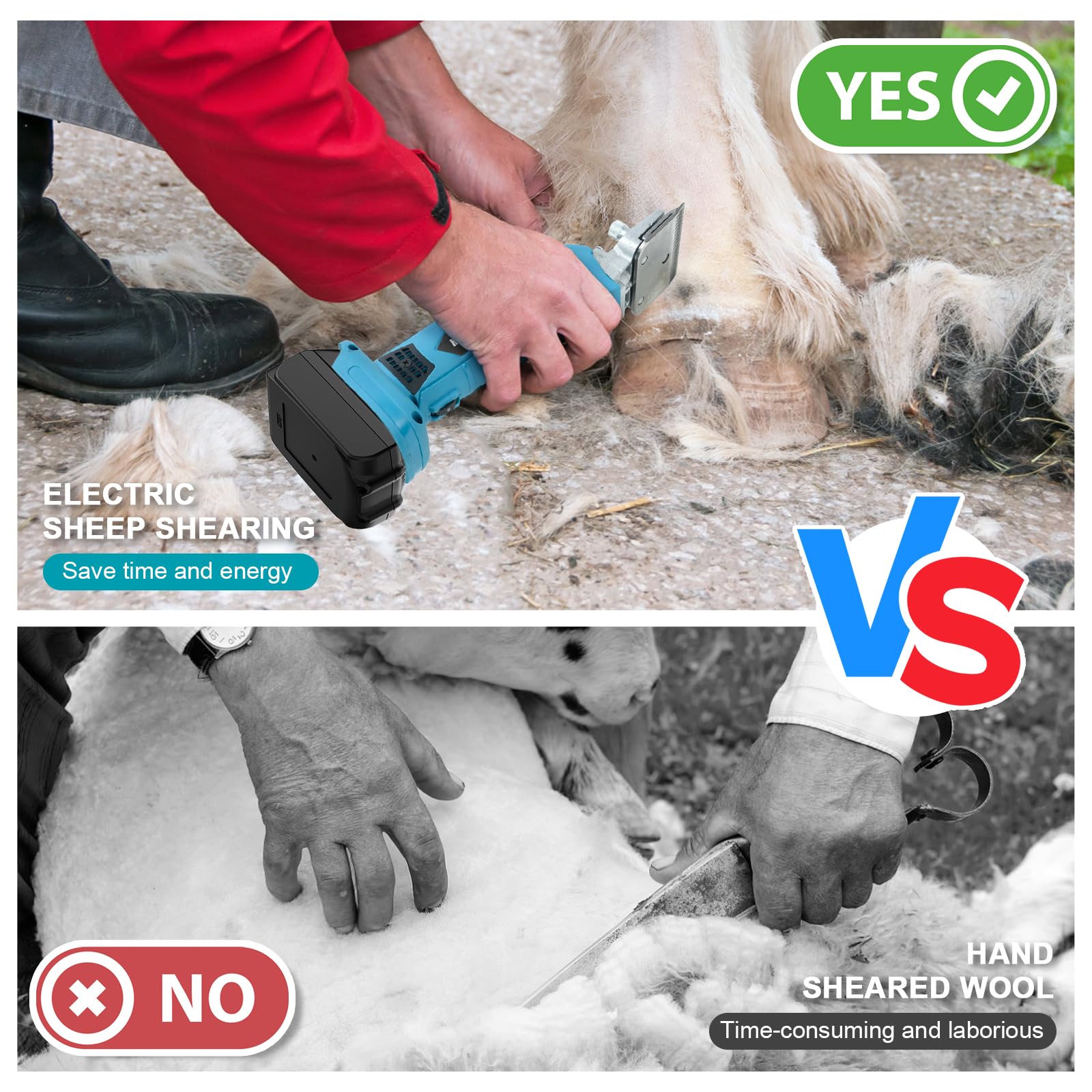 Tijeras para caballos y ovejas, compatibles con batería Makita de 18 V, motor de 2500 RPM/min, 6 velocidades, 35 mm, profesional, para todo el vello corporal (sin batería)