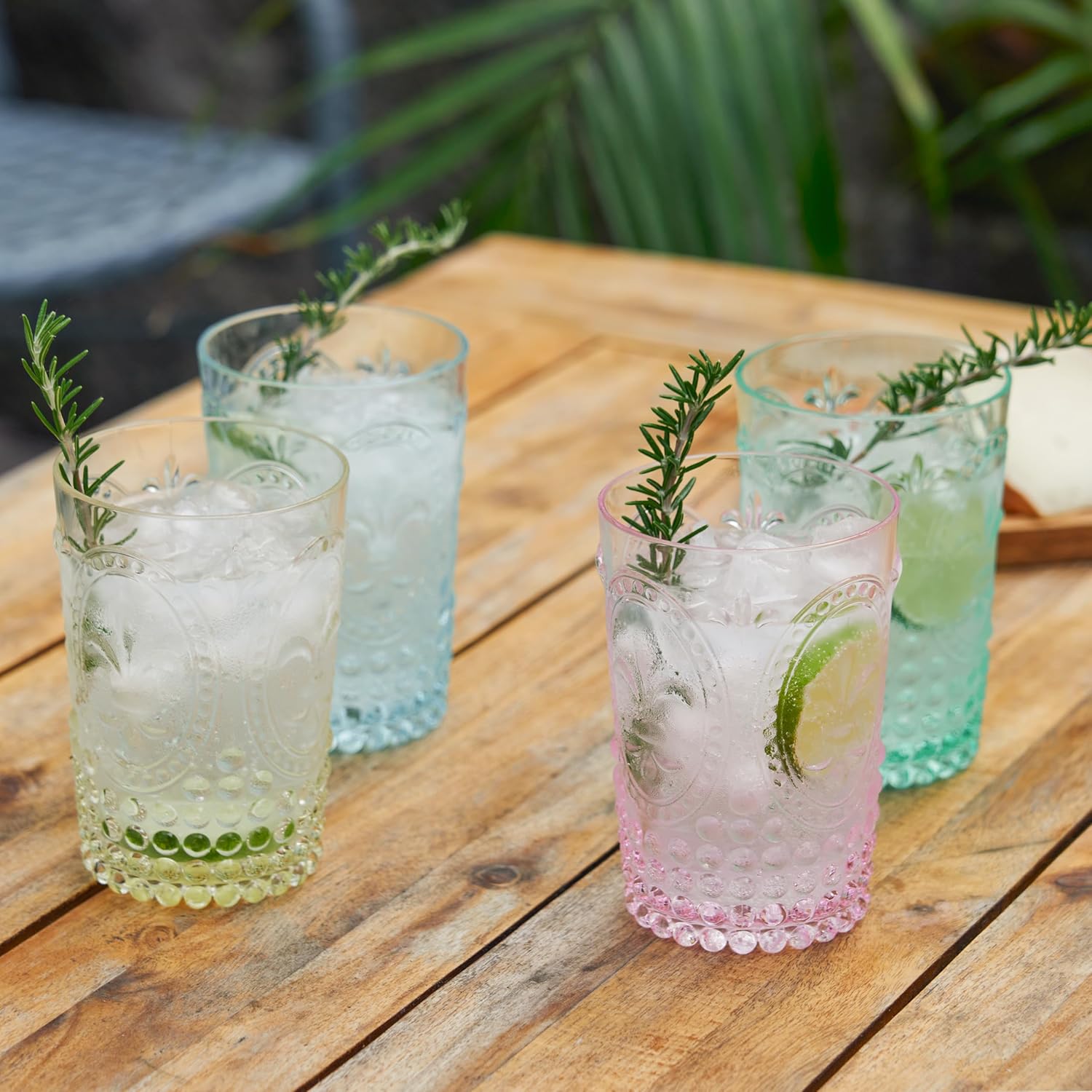 Twine Embossed Acrylic Colorful Drinking Glasses, Durable Shatterproof Tumblers for Cocktails, Wine, Juice, Water, Perfect for Outdoor Parties, BBQs, Poolside & Patio, 10.5 oz, Set of 4, Assorted