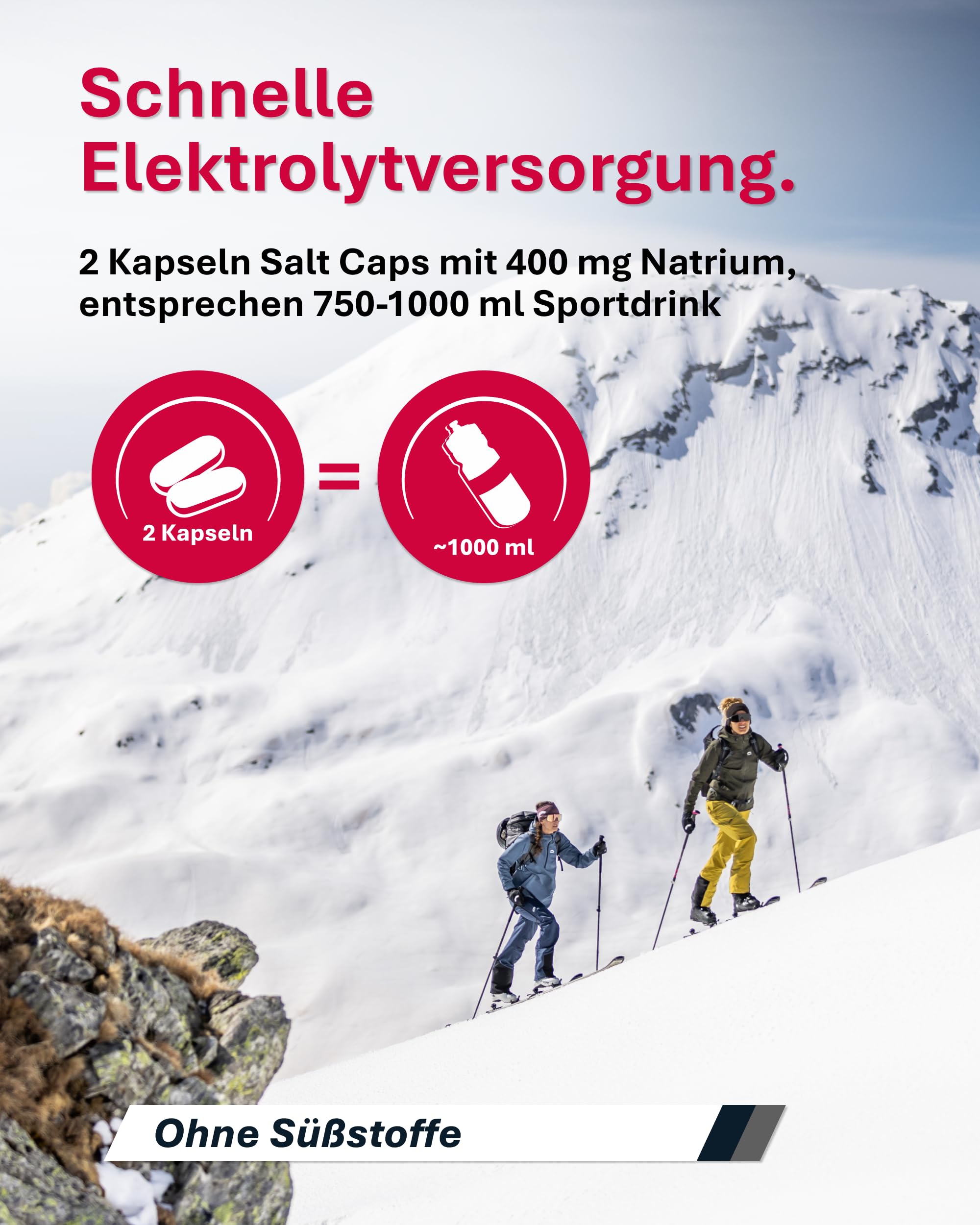 SPONSER Salt Caps - 120 Salz Kapseln - Vegane Elektrolyt-Kapseln Sport - Elektrolytmischung für Ausdauer & Hitze - Gluten- & Laktosefrei - Ohne Zucker für Lange Belastungen & Low Carb Training