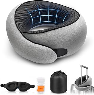Purroch G-Shape Memory Foam Travel Pillow with 360° Neck Support & Accessories