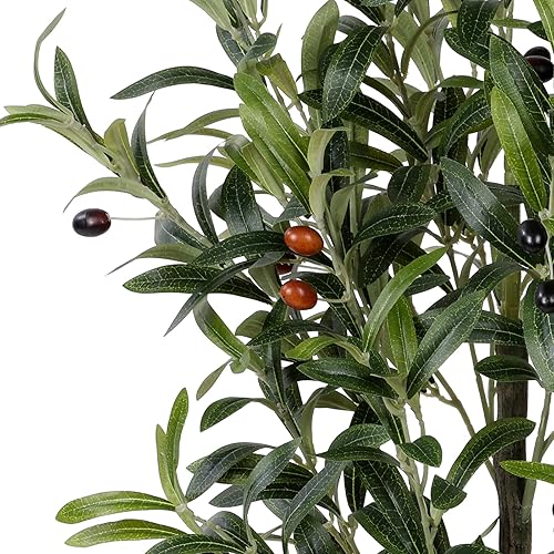 Miniatura 4 de Árbol de olivo artificial, planta falsa de 4 pies de alto con maceta de plástico para decoración de oficina y hogar, planta artificial decorativa