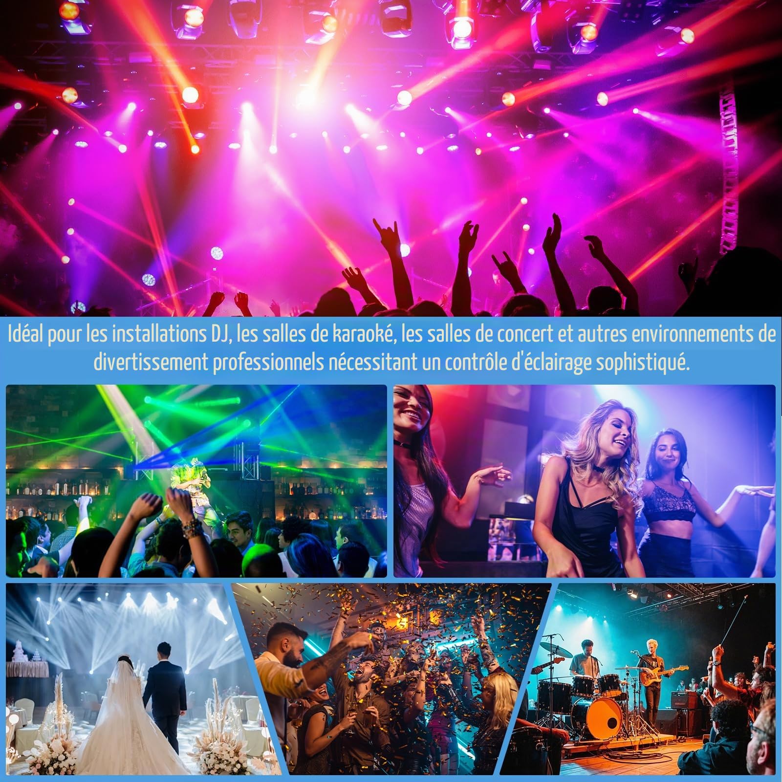 DMX512 Console professionnelle de contrôle de la lumière de scène 192 canaux pour DJ, KTV et concerts Système de contrôle de la lumière sans fil