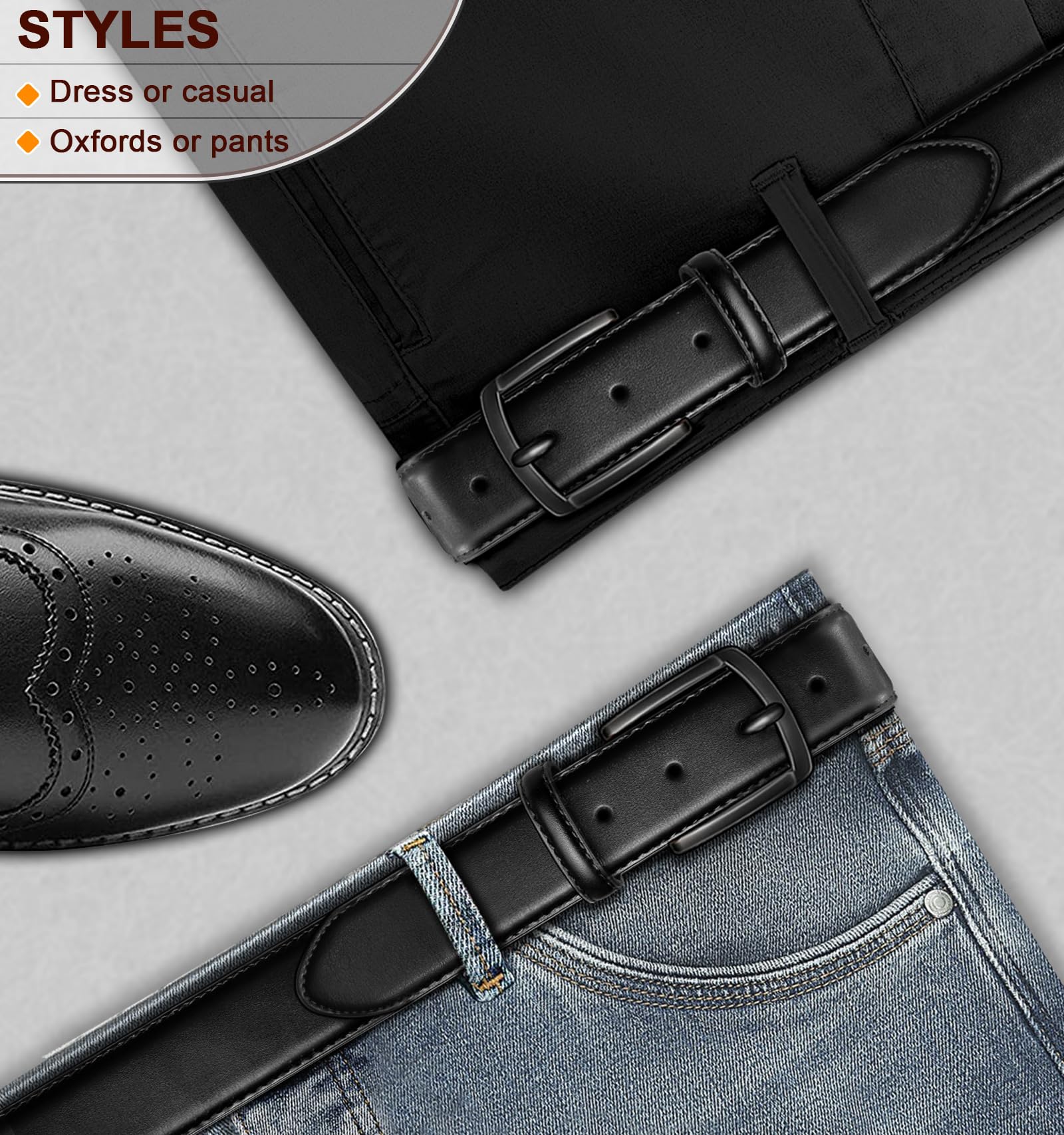 KEMISANT Ceinture Homme, Ceinture Costume,Largeur 35mm pour les Chaussures de Ville et le Costume,Excellent Choix de Cadeau
