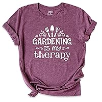 Vista 1 de Gardening Gifts for Women, Planting Shirt, Plant Mom Shirt, Mental Positive Hobby Outfit, Gardening is my Therapy T Shirt, Ultra Soft Tee, Women's