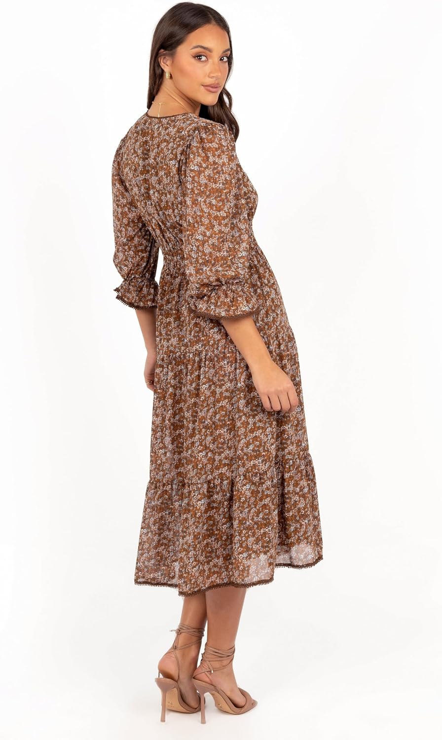 Petal & Pup Womens Simone Midi Dress - Camel - Image 3