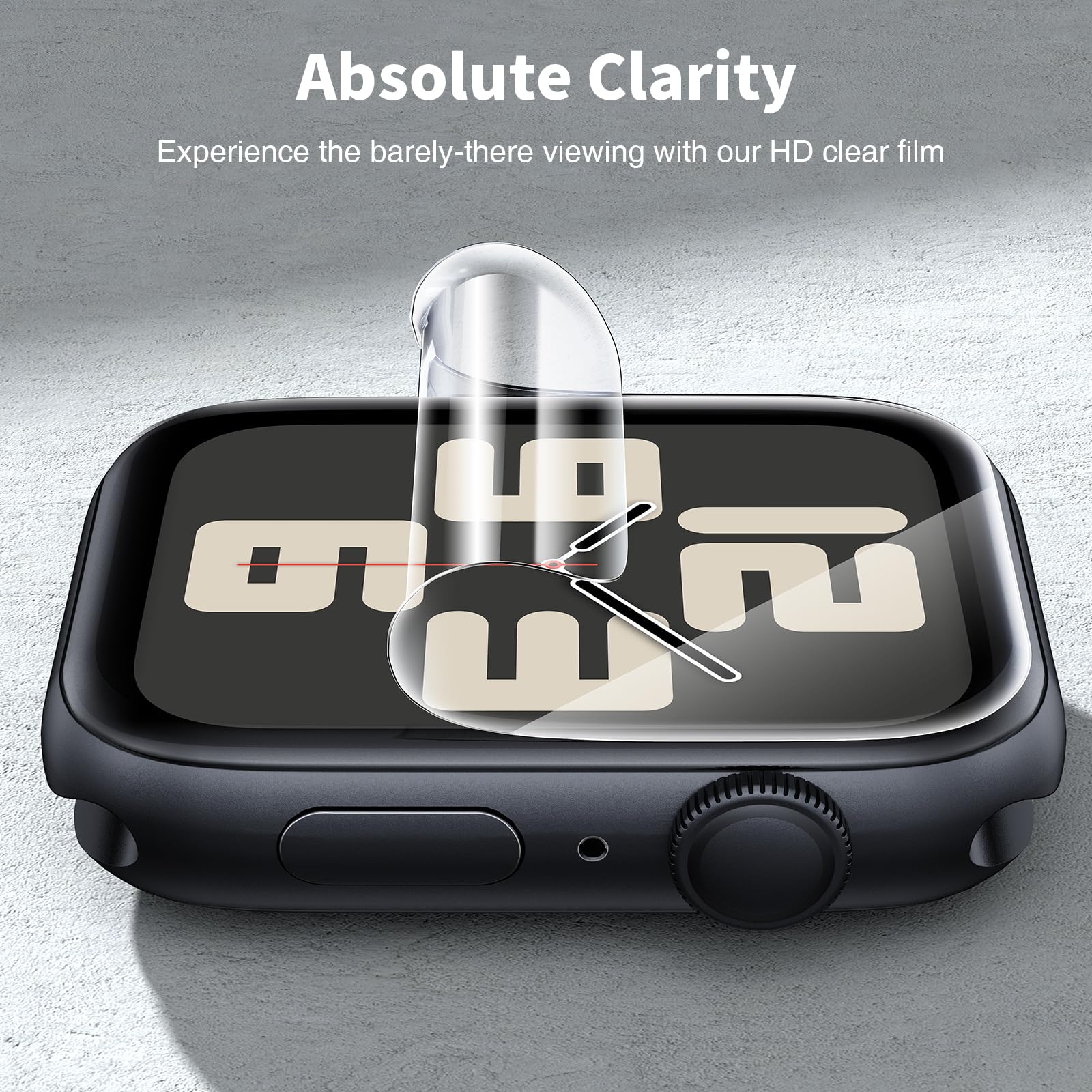 LK 8 sztuk folii ochronnej do Apple Watch Series SE3/SE2/SE/6/5/4 44 mm folia ochronna na wyświetlacz, pełne pokrycie, bez pęcherzyków powietrza, pełne pokrycie, wysoka jakość HD, elastyczna i odporna