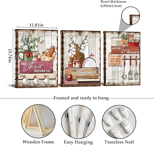 Miniatura 2 de Lienzo decorativo con citas rústicas de cocina, arte de pared, diseño de comida campestre, comida de granja, familia, letrero de amor, impresión de