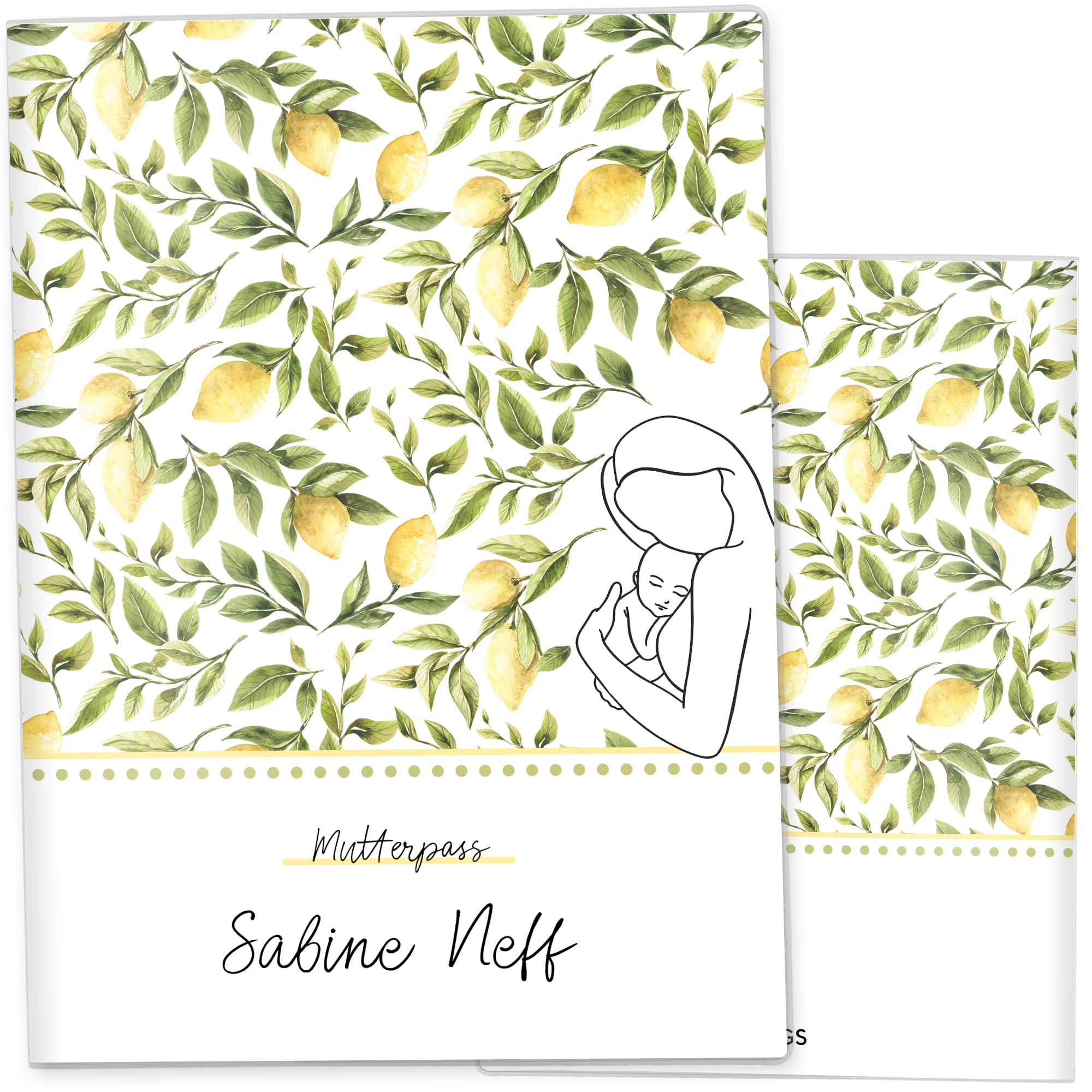OLGS Mutterpasshülle Lovely Lemon - Stilvolle Kunststoff Schutzhülle für deutschen Mutterpass, personalisierbar