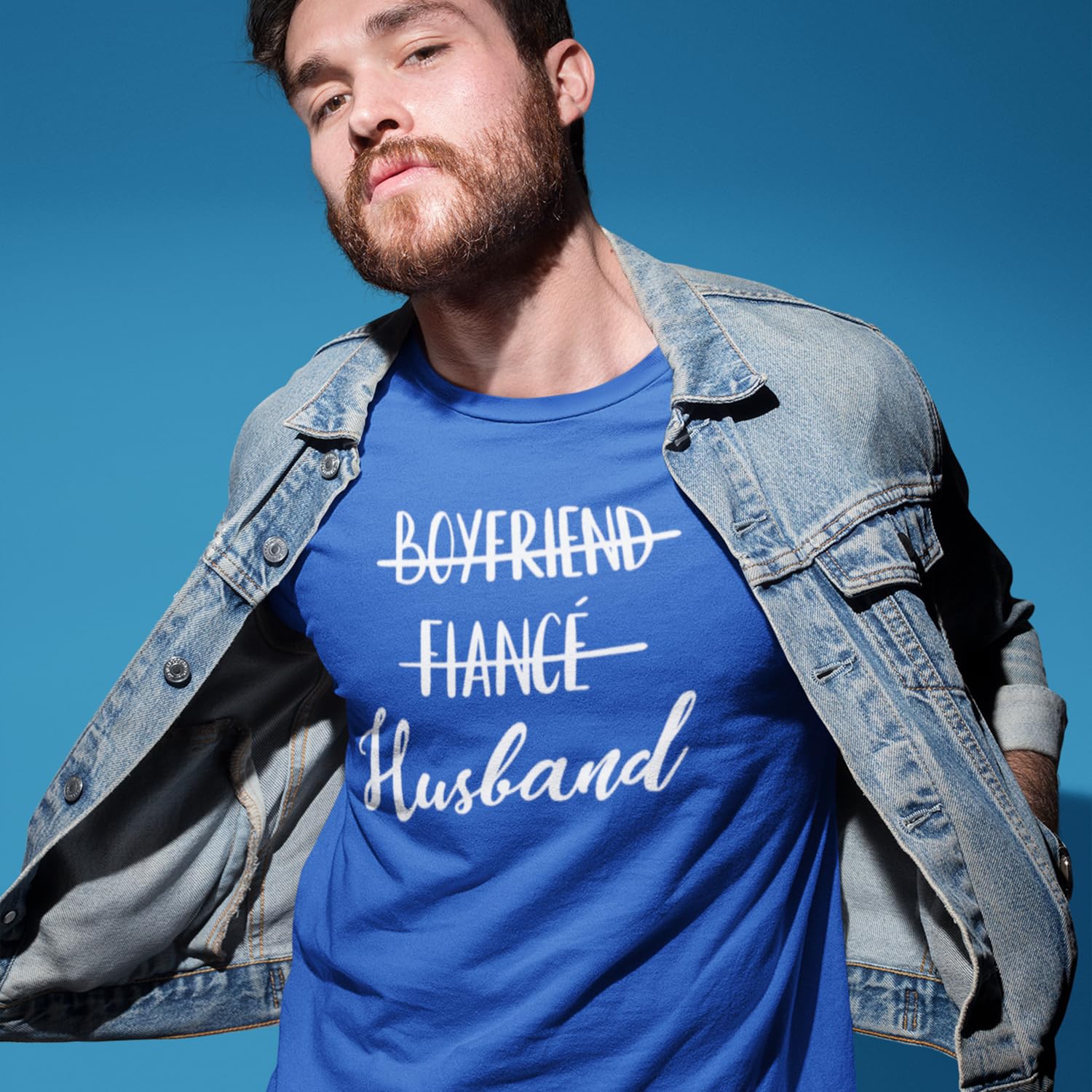 shop4ever Boyfriend Fiance Husband T-Shirt Wedding Shirts Medium Royal Blue 0