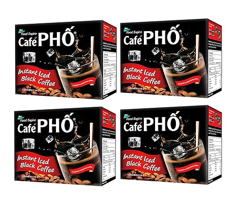 Cafe Pho Mezcla de café instantáneo vietnamita, café negro helado, Cafe Den Da, paquetes de café de una sola porción, caja de 9 sobres, paquete de 4