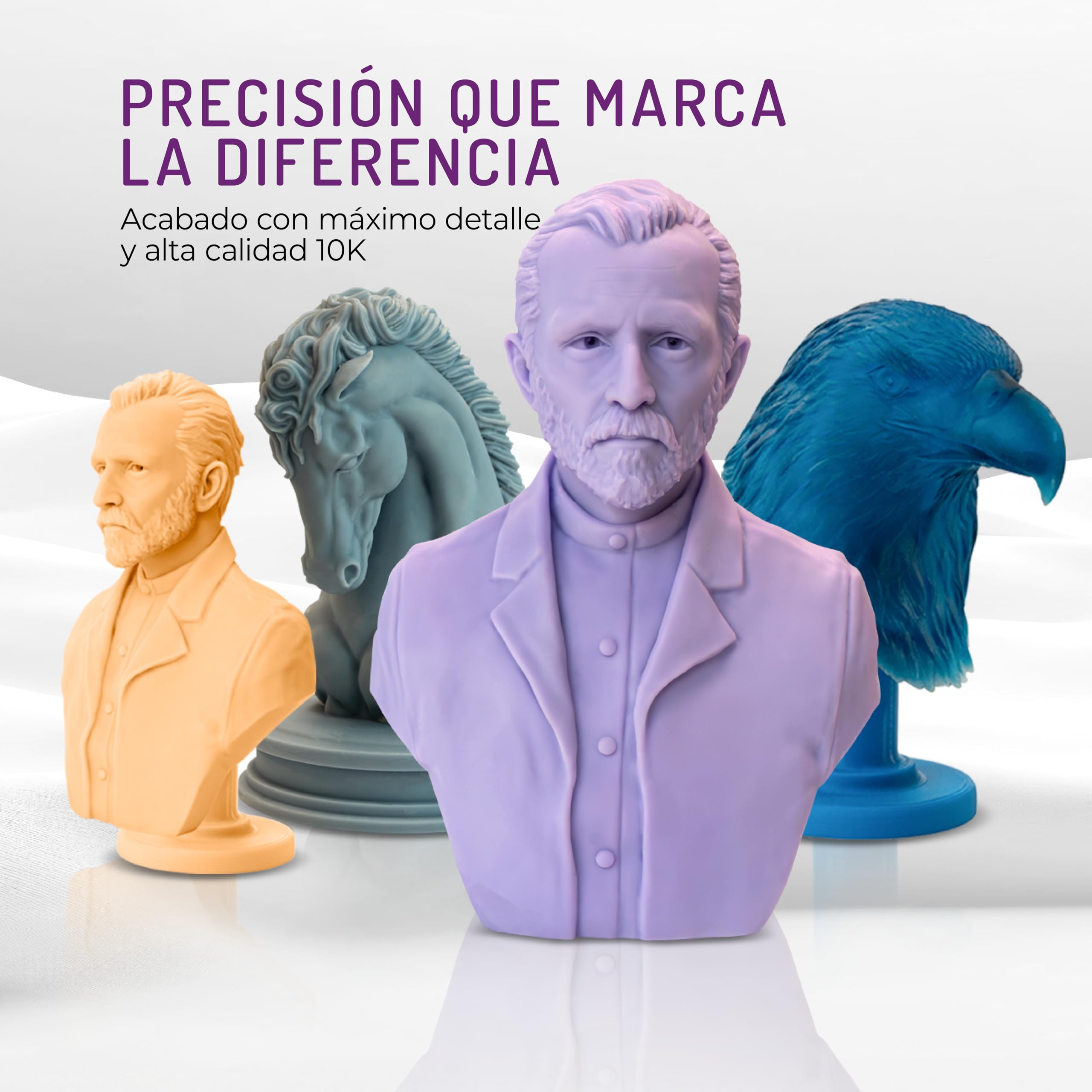 WINKLE Resina 3D 10K Blanco 1kg, Impresora 3D Resina Lavable al Agua | Impresoras DLP y LCD, Resistente a los Impactos, Alta Precisión y Bajo Olor, Acabado Detallado