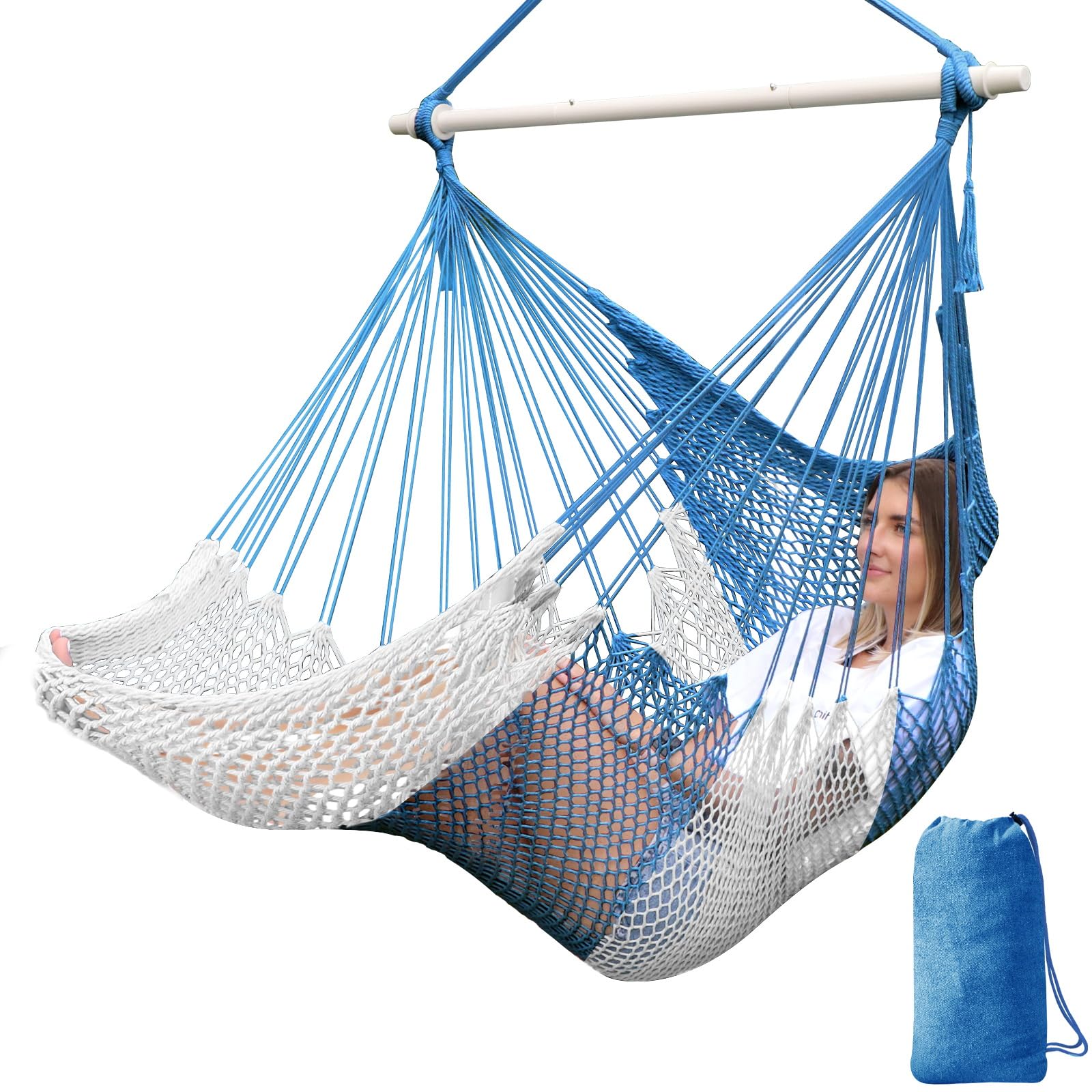 Chihee Handwoven Hammock Chair 7.9ft Detachable Strong Metal Spreader Bar