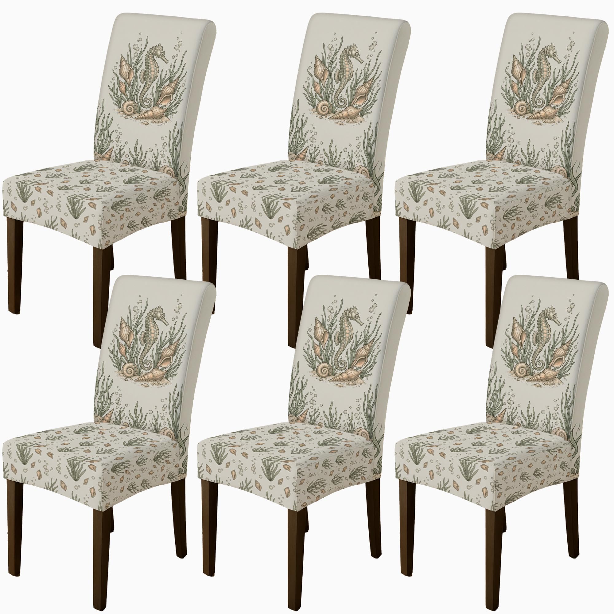 Housses de chaise extensibles lavables à motif hippocampe pour une protection durable de vos sièges