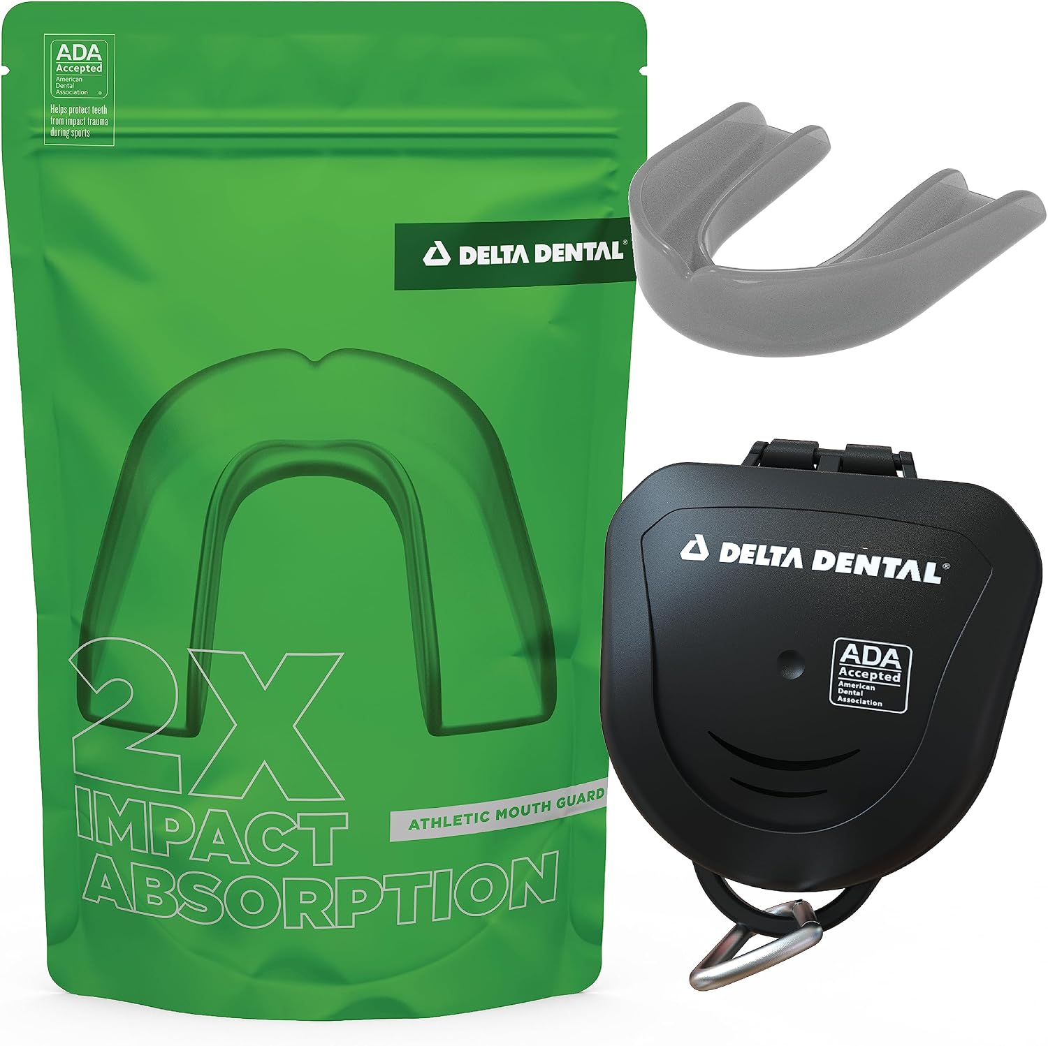 Delta Dental Athletic Sports Mouth Guard - ADA Accepted - 2X The Impact Absorption - Works with Braces 1 Pack No Strap (Adult, Red No Strap)