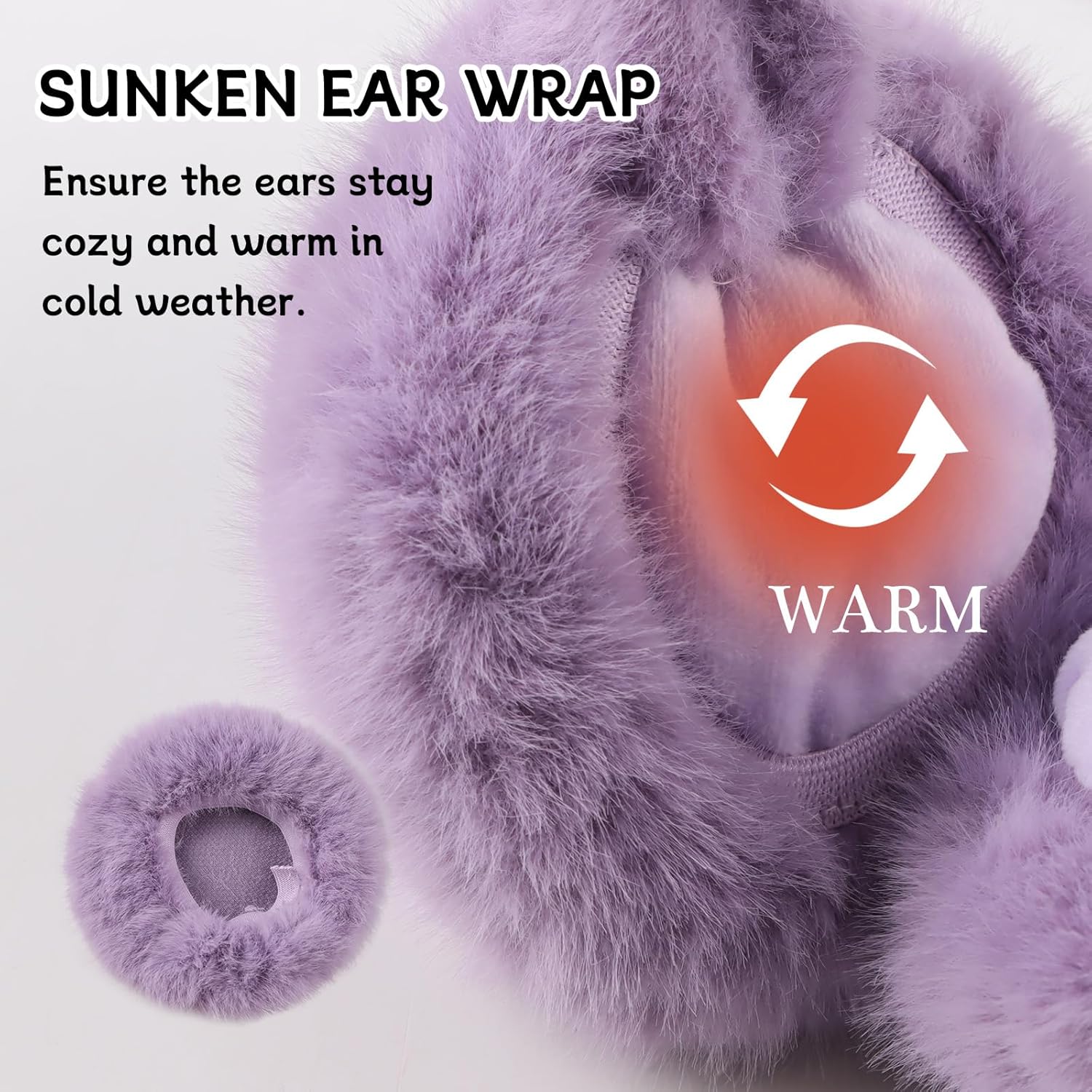 Zsedrut Winter Women Earmuff Foldable Ear Warmer Fluffy Ear Cover Warm Outdoor - Image 5