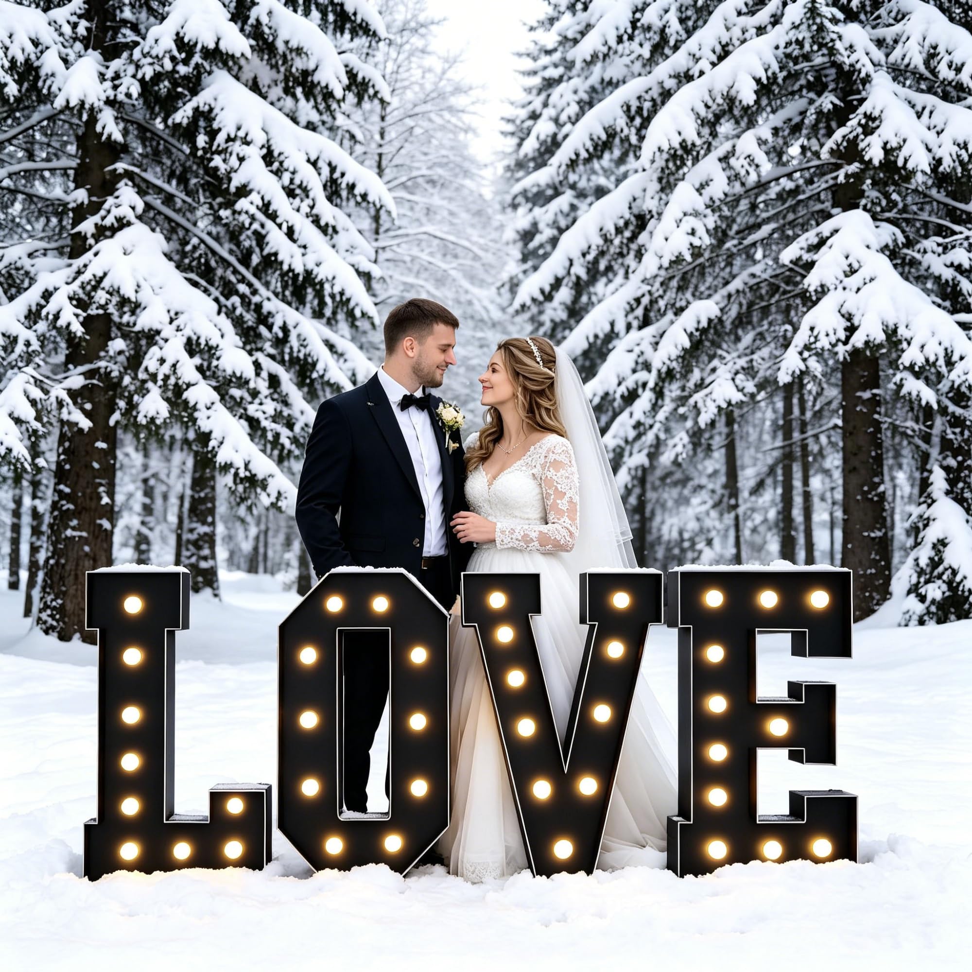 HFDJRWK Giant Mosaic Letter Sign “Love” with Large Illuminated Letter Frames, Suitable for Balloon, Birthday, Anniversary, and Wedding Party Decorations(70cm)