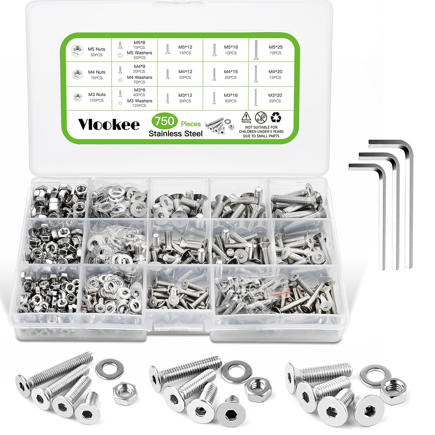 Amazon | Vlookee ねじ セット 750本入 錆びない ボルト ナット セット
