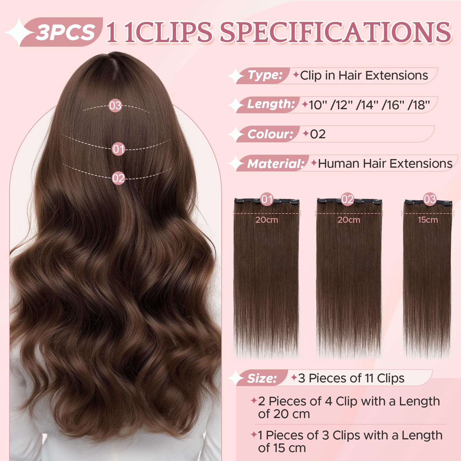 SEGOHAIR Clip in Hair Extensions Real Human Hair - Image 2