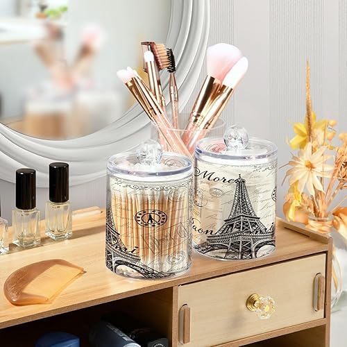 Miniatura 6 de Apothecary Jars - Organizador de almacenamiento de baño con tapa, recipiente de almacenamiento de 14 onzas, tarro de plástico transparente de la