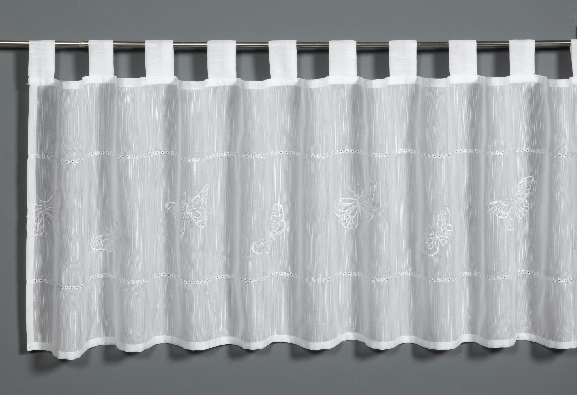 Gardinia Bistro Curtain Embroidered Butterfly White 140 x 48 cm