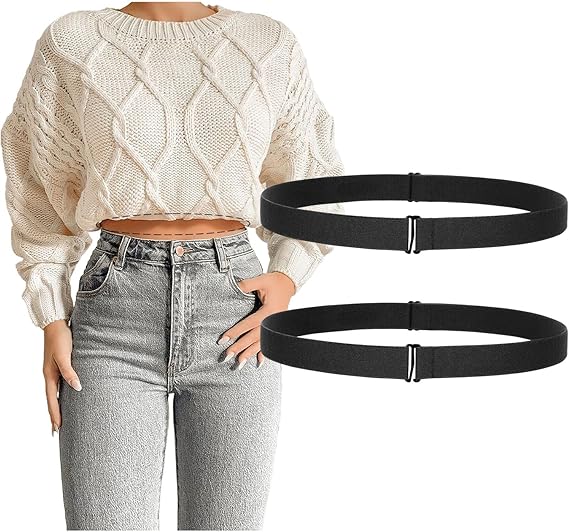 JASGOOD Crop Top Tuck Waist Band Adjustable Band Tucking Sweaters Shirts Elastic Stretch Belts for Women Change Style of Tops