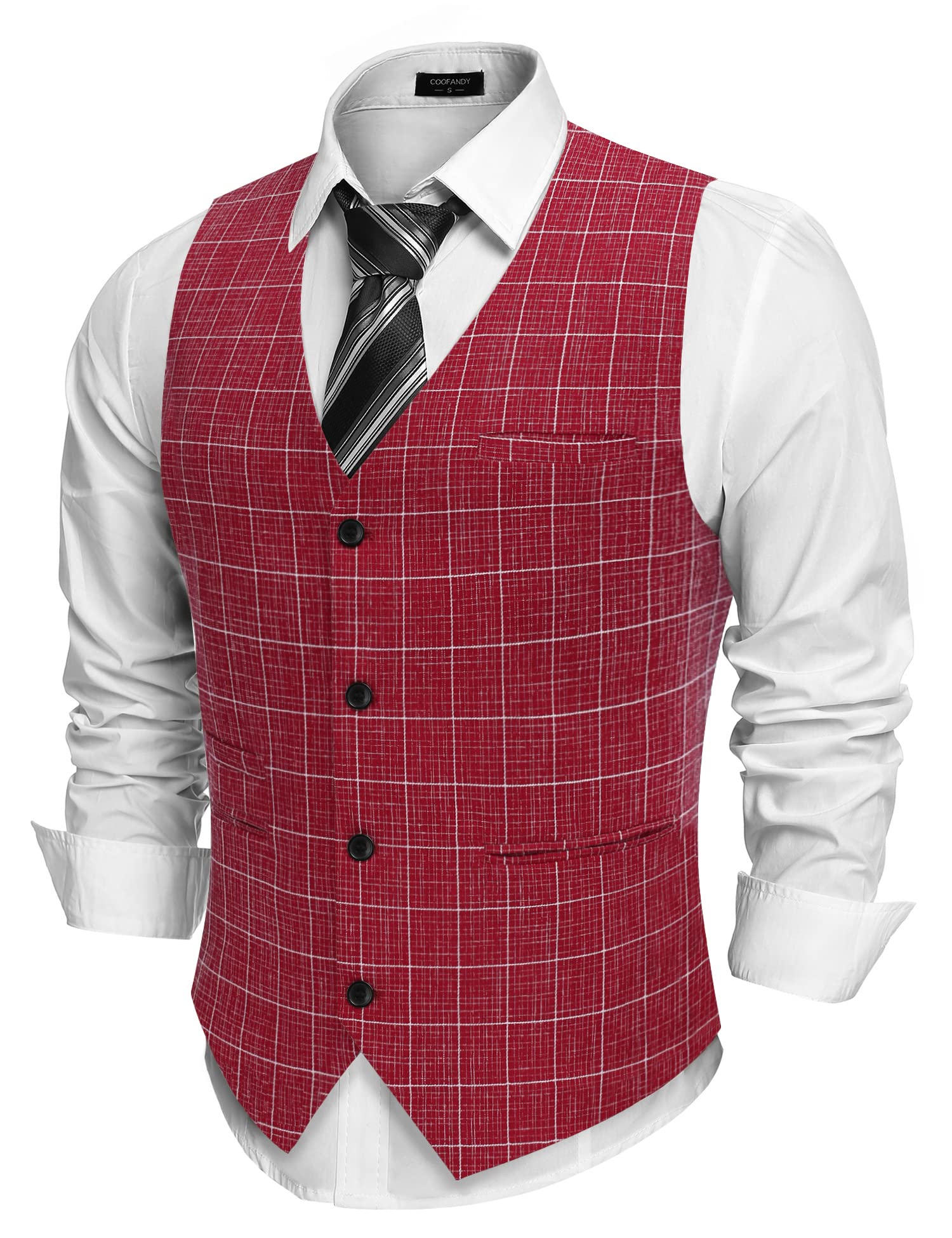 COOFANDYMen's Casual Business Vests Lightweight Waistcoat Slim Fit Suit Vest