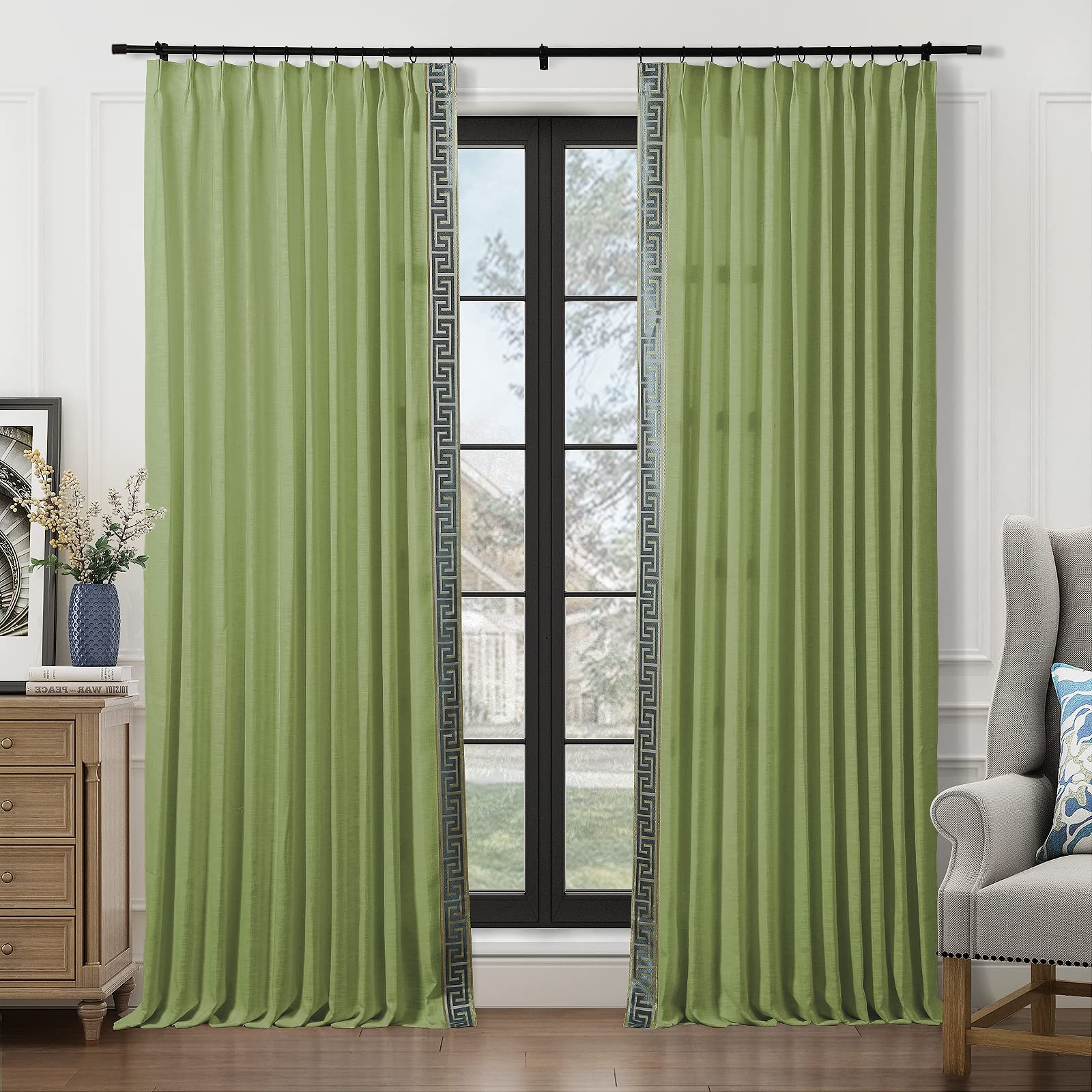 Amazon.com: TWOPAGES Decorative Linen Curtains with Greek Key