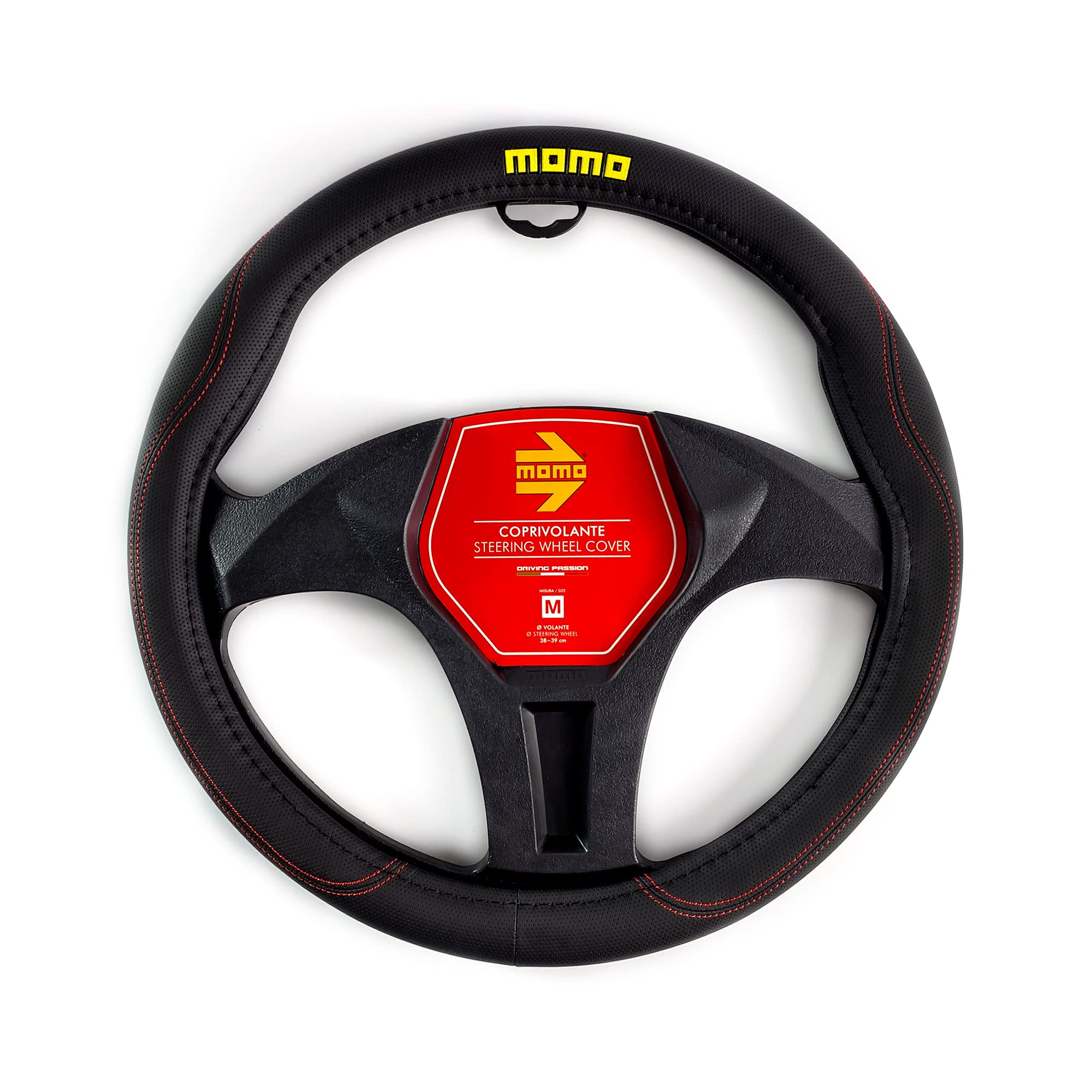 MOMO ELEGANT UNIVERSAL STEERING WHEEL COVER BLACK AND RED