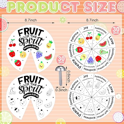 Miniatura 2 de Spiareal Juego de 30 ruedas para colorear para niños con cierres plateados, manualidades de escuela dominical, manualidades religiosas para la