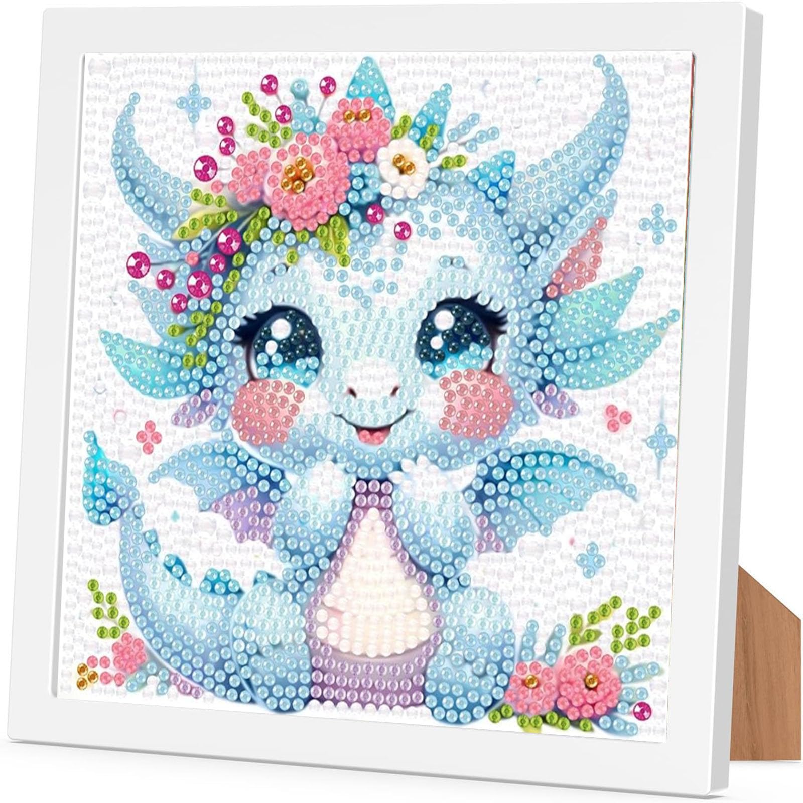 Arttoplus Diamond Painting Kinder Junge Mädchen mit Rahmen Drache,Diamond Painting Kinder ab 4 5 6 8 10 Jahre Drache,Tiere 5D Diamant Malerei Set zur Geschenk und Heimdekoration (18x18 cm)