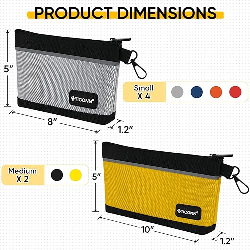 Miniatura 4 de TICONN Bolsas de herramientas con cremallera, 1680D Oxford pequeñas bolsas de herramientas, bolsa de utilidad con cremallera para organizadores de
