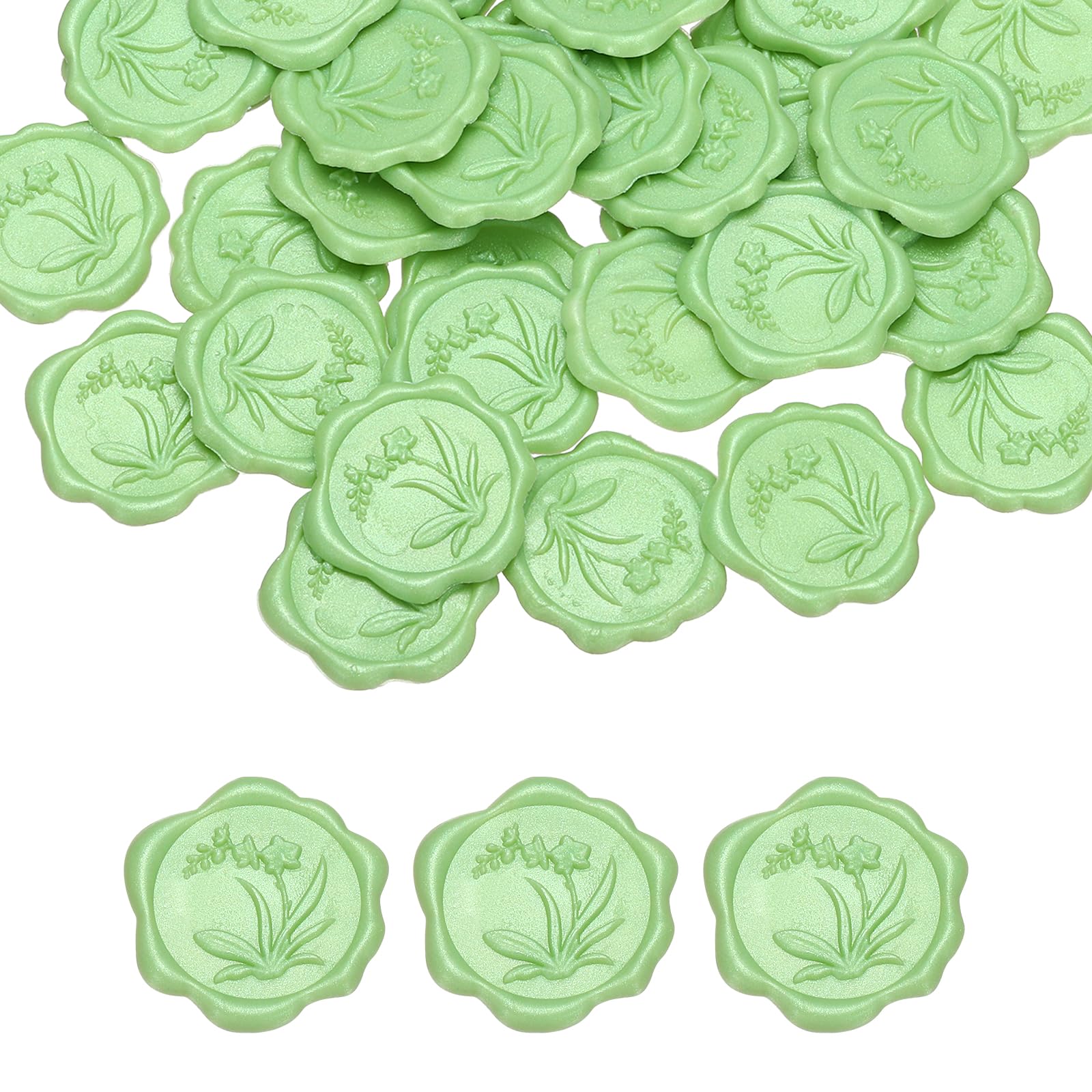 PATIKIL Wax Seal Stickers, 100 Pcs Envelope Seal Stickers, Self-Adhesive Wax Stamp Wedding Invitation Accessories for Wedding Party Birthday Gift Wrapping Anniversary, Shimmery Green