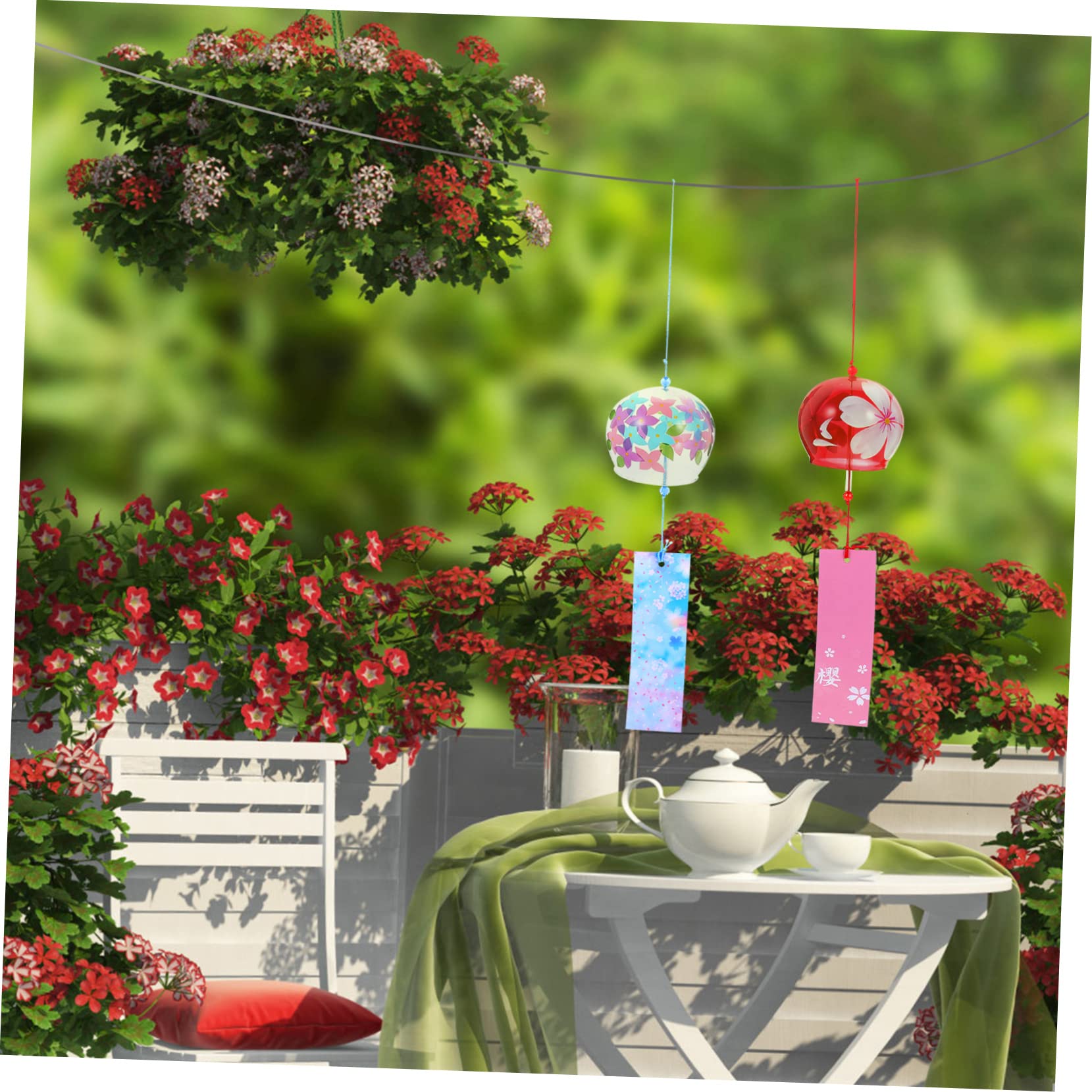 Abaodam Campanelli a Vento in Vetro Artigianali 4 Pezzi, Decorazioni da Appendere per Giardino e Patio, Campane da Festival Trasparenti Leggere e Resistenti per Esterni