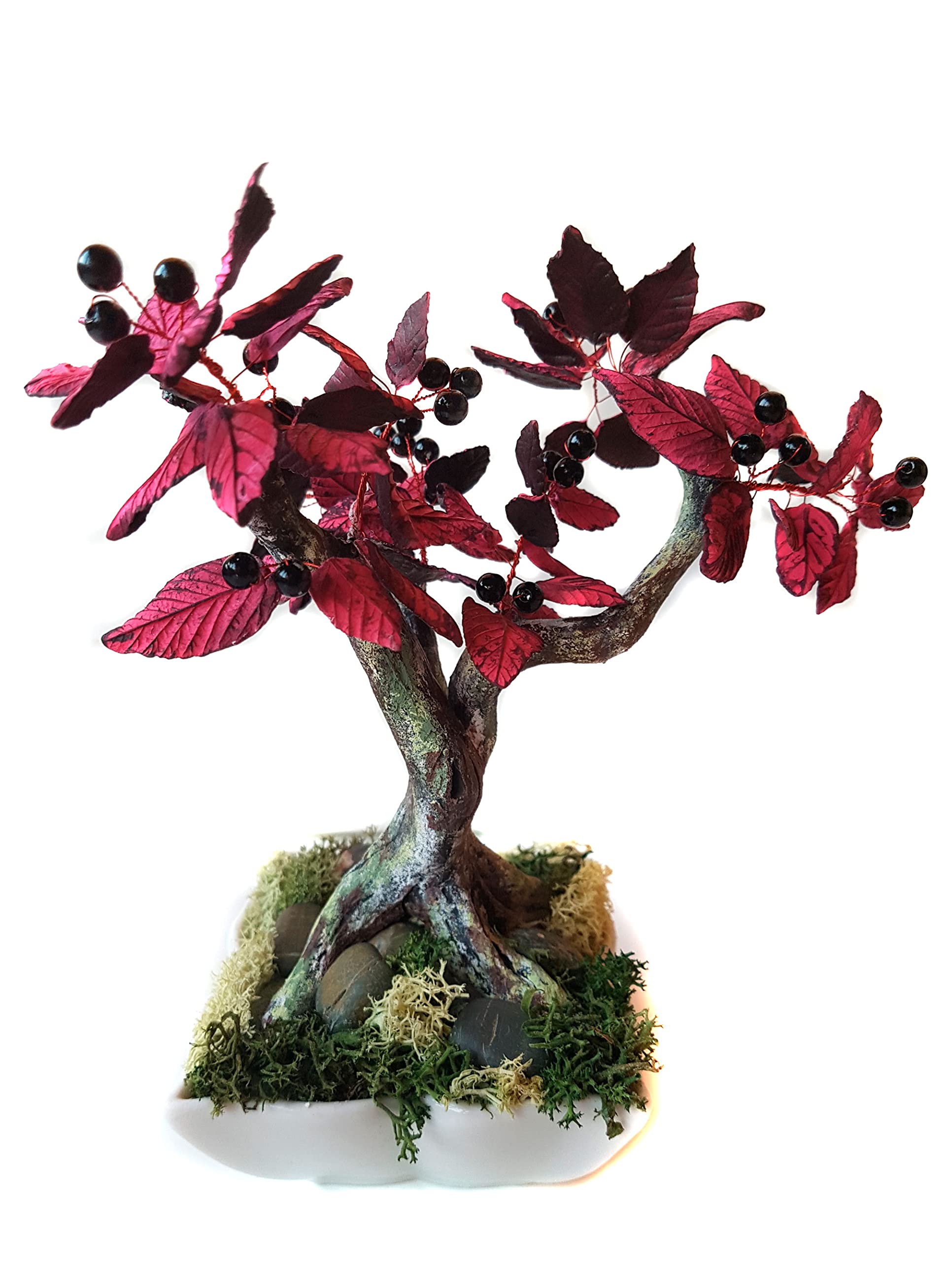 Bonsai Artesanal de Porcelana Fría - Árbol Decorativo Hecho a Mano - Escultura Botánica Zen - 19 cm de Alto