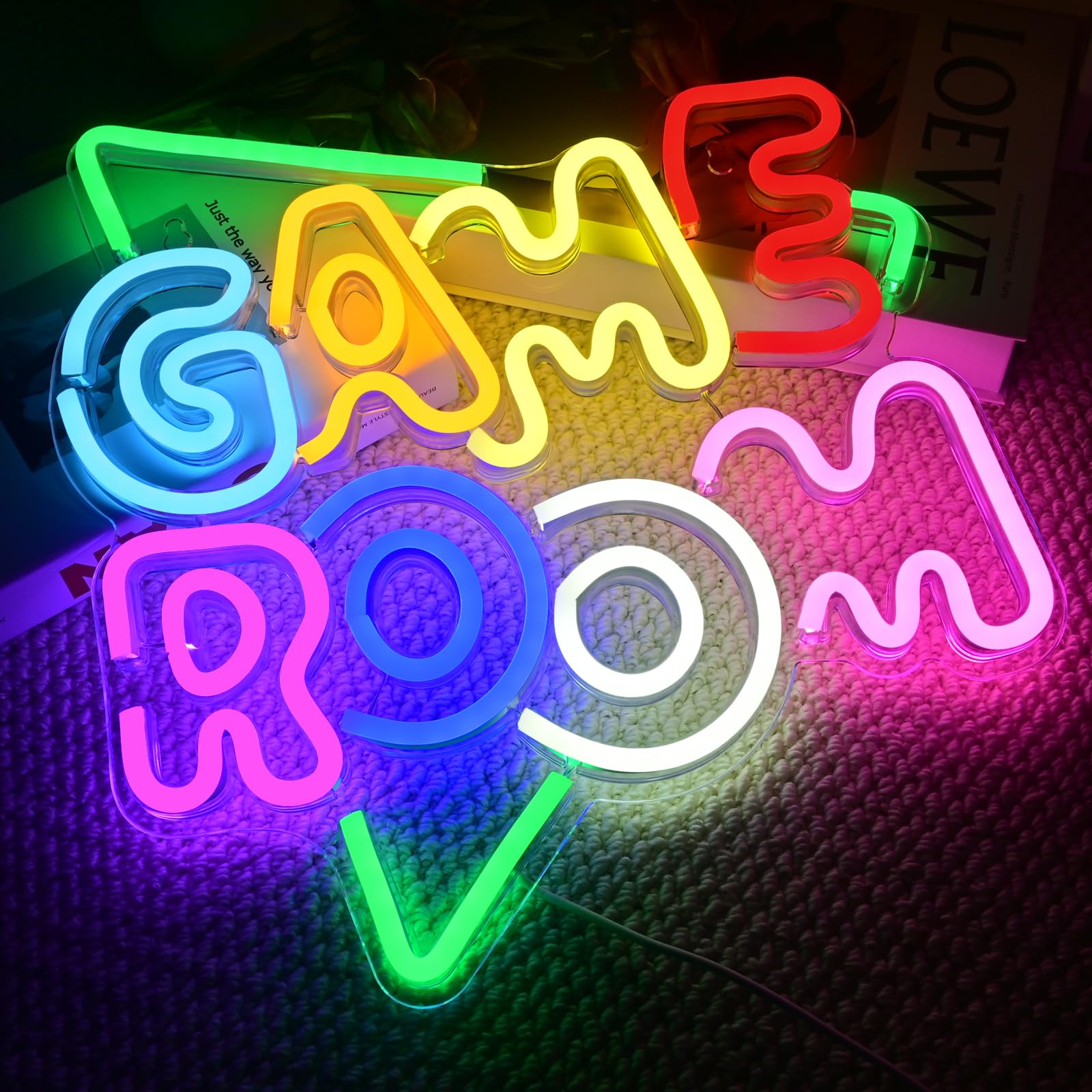 Gameneon - Letrero de neón verde para sala de juegos, decoración de habitación de jugadores, decoración de sala de juegos, luces LED de neón regulables, regalos para hombres, adolescentes, niños