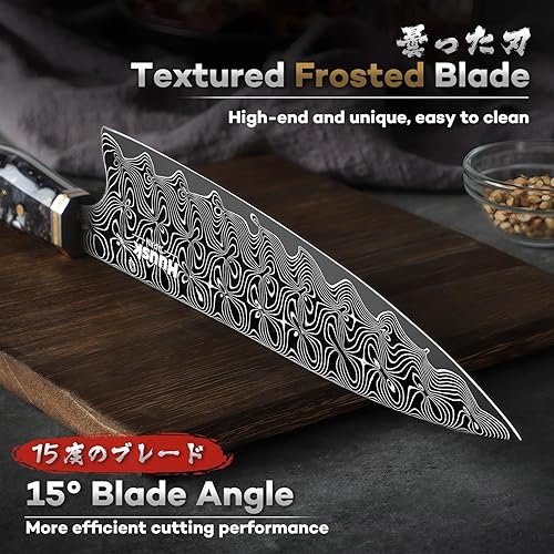 Miniatura 5 de Huusk Cuchillo de chef Damasco de 8 pulgadas, cuchillo de cocina japonés súper afilado Damasco VG-10, cuchillos de cocina profesionales con mango