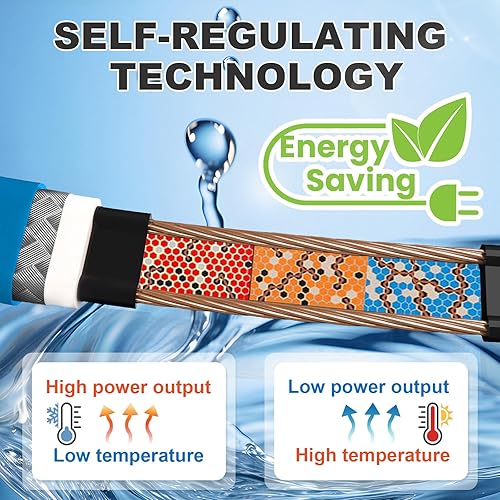 Miniatura 4 de MAXKOSKO Cable calefactor de 100 pies, 120 V para protección contra la congelación de tuberías, cinta térmica autorregulable para tuberías de agua