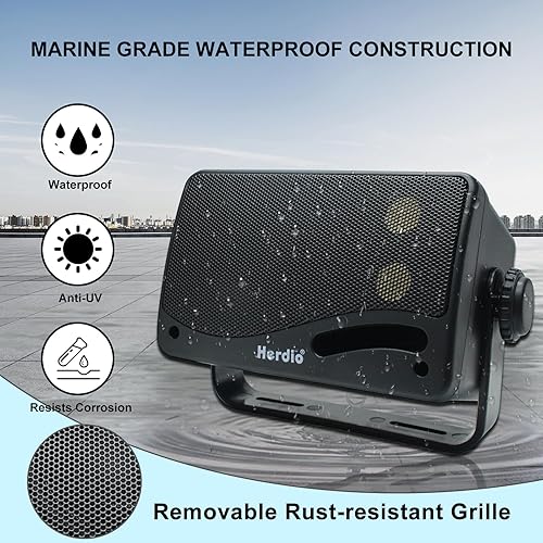 Miniatura 3 de Herdio Altavoces pasivos para exteriores de 3.5 pulgadas con cable, impermeables, 200 W, 3 vías, de montaje en pared, con sonido superior,