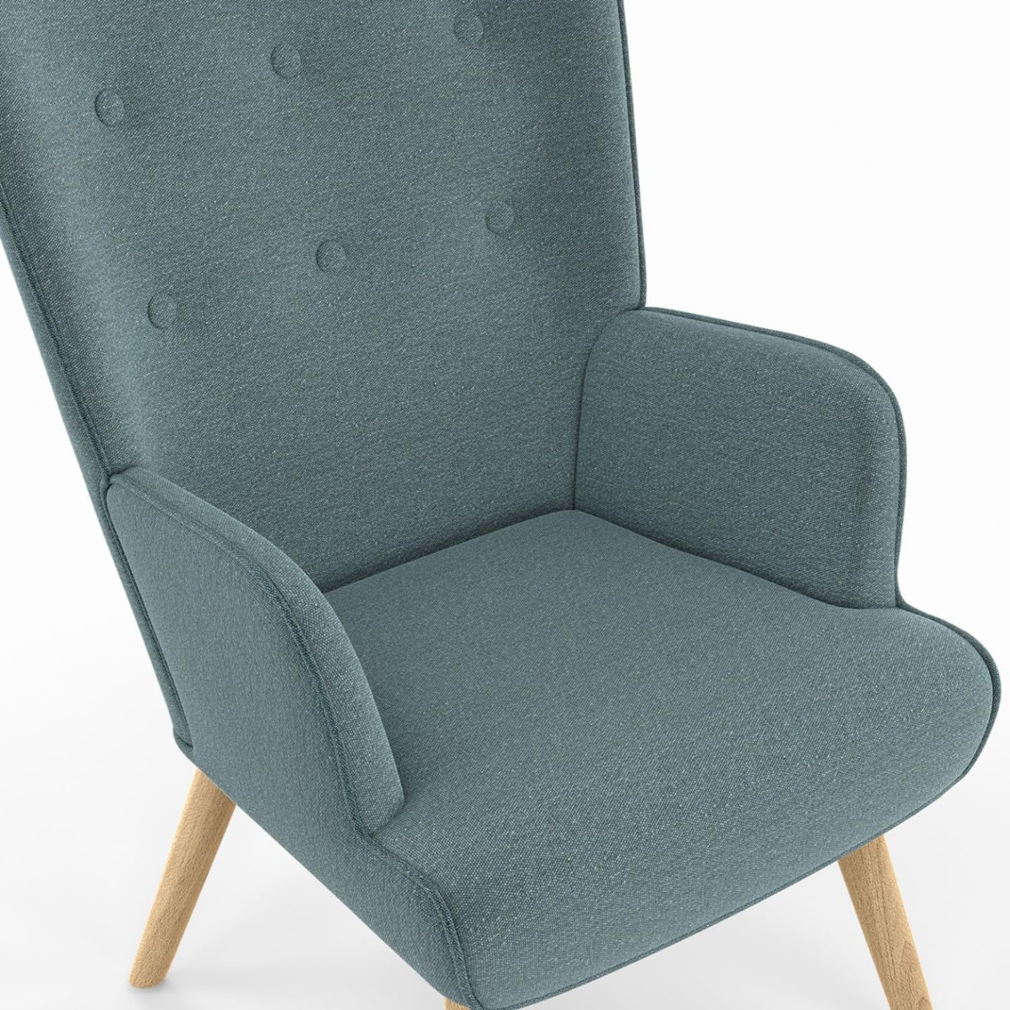 IDMarket Ivar - Sillón escandinavo en tejido verde Eucalipto