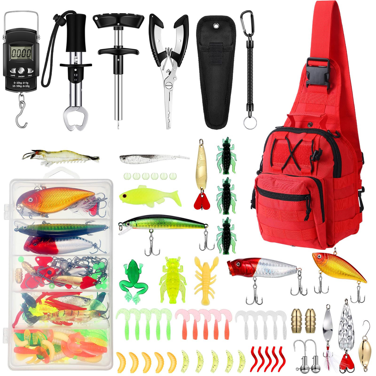 Sosation 134 Pcs Fishing Tool Beginner Starter Kit