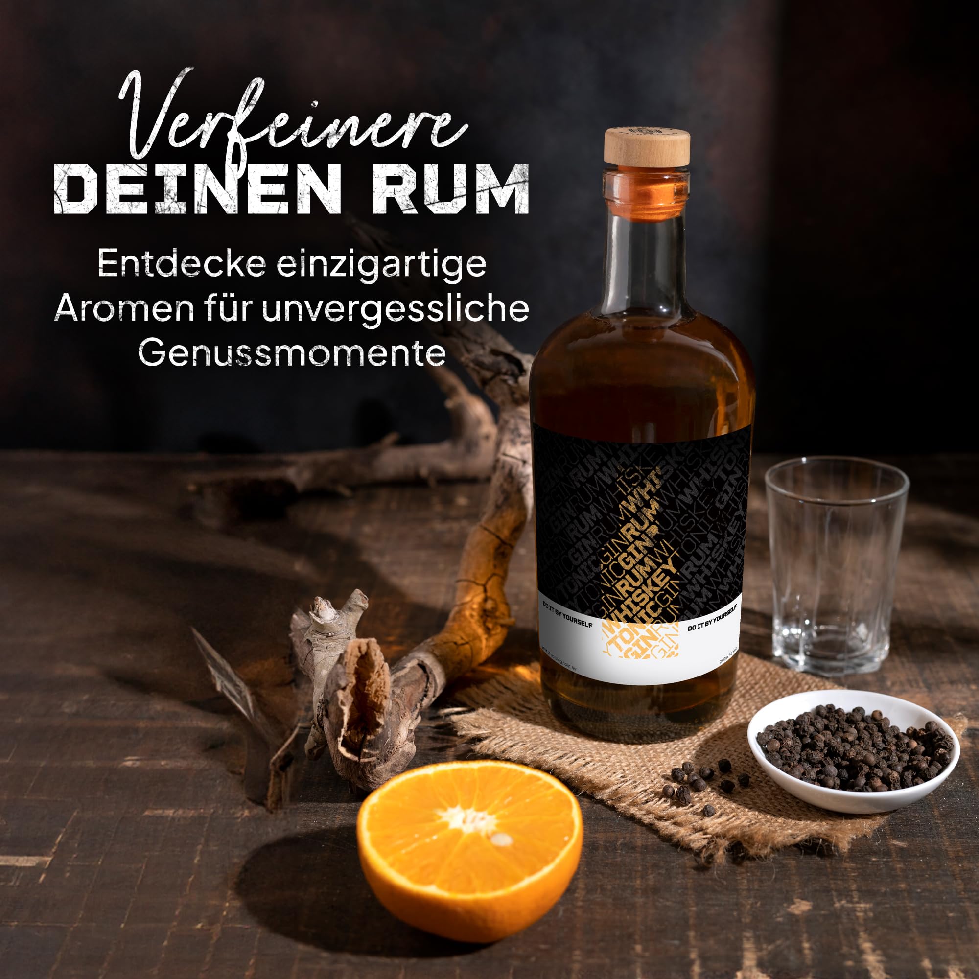 DIBYS Rum-Selber-Machen-Set inkl. 12 natürlichen Botanicals & Zubehör - Rum-Probier-Set als schönes Geschenk für Liebhaber - DIY-Baukasten mit 4 Rezepten