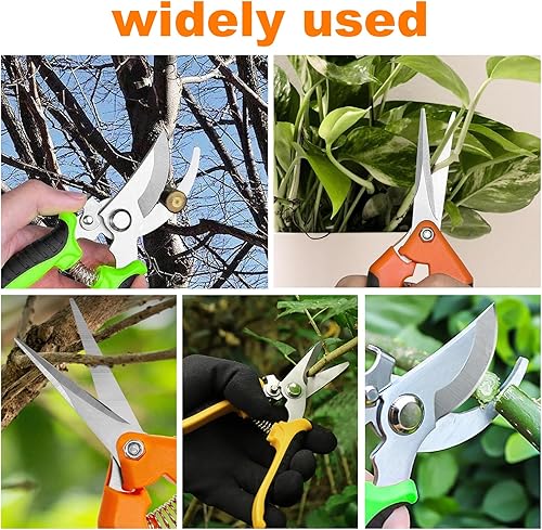 Miniatura 6 de Paquete de 3 tijeras de podar de jardín, juego de tijeras de jardín de acero inoxidable, tijeras de jardinería, cortapodas de mano, tijeras de podar